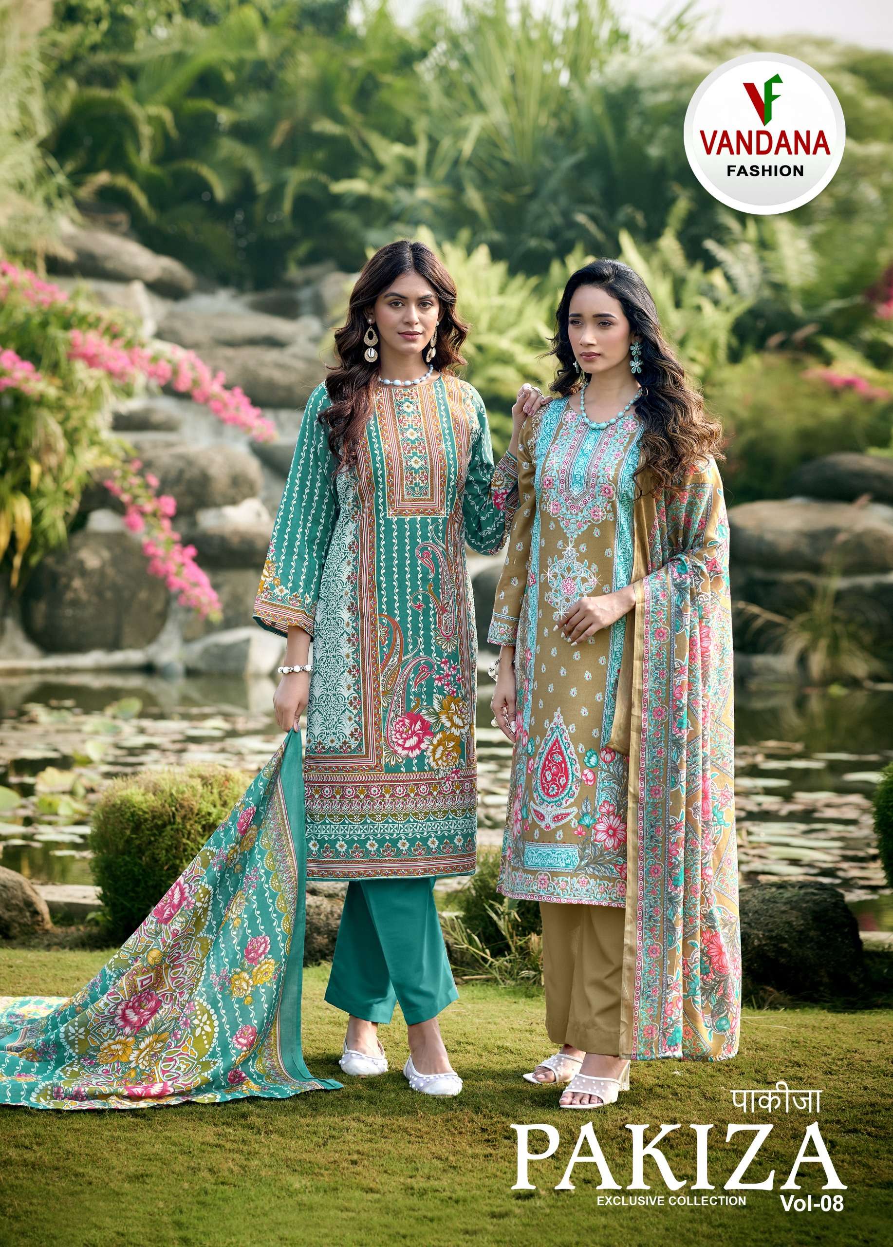 VANDANA FASHION PAKIZA VOL 8 COTTON DIGITAL TYPE SWAROVSKI W...