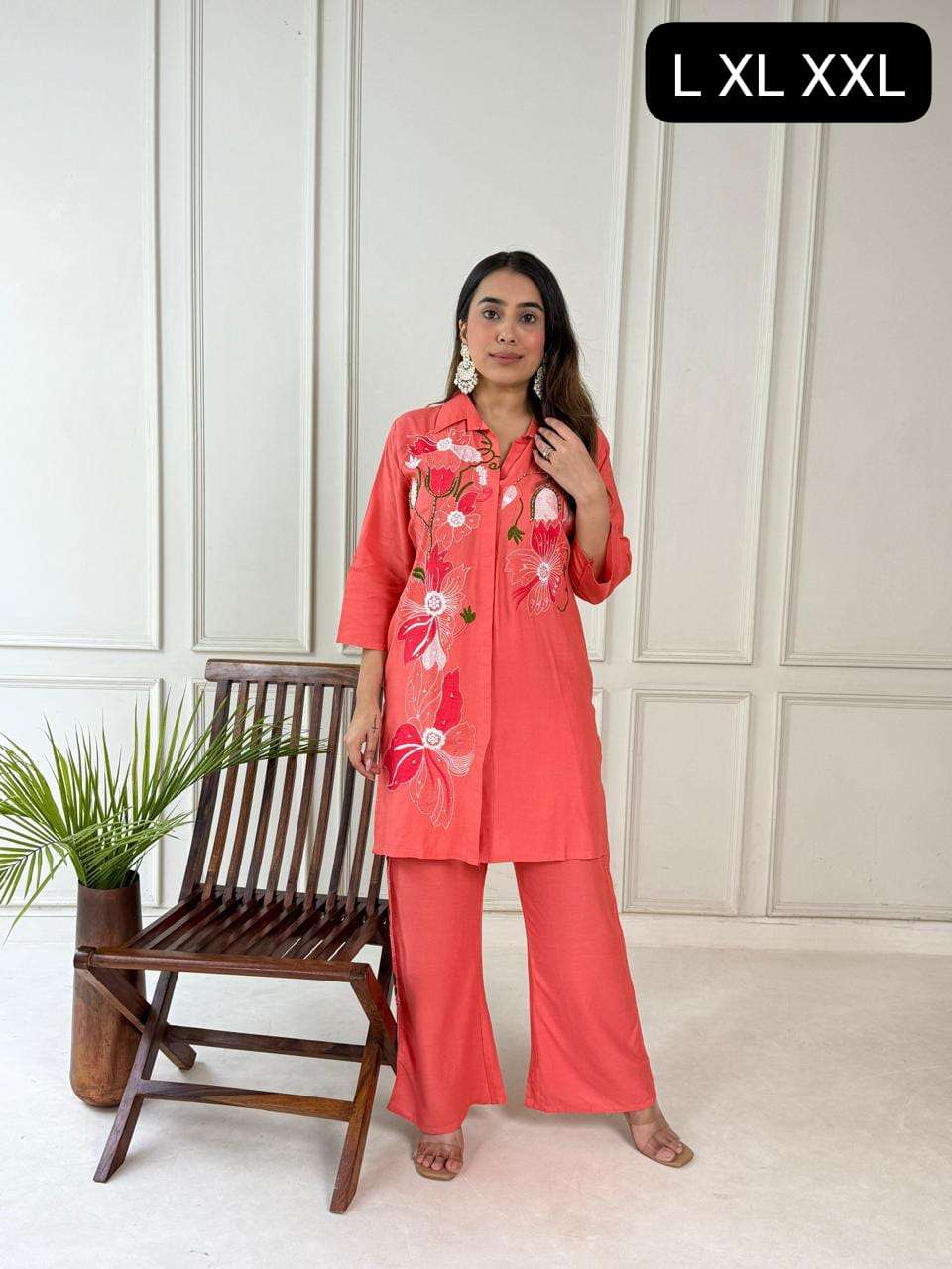 VICHITRA COTTON FABRIC THREAD WORK CORD SET INDIA WOMEN FASH...