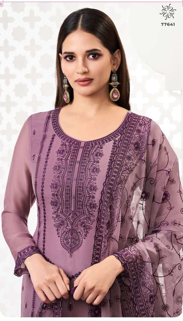 VINAY FASHION KULEESH SAAHI EXCLUSIVE ORGANZA CHIFFON WORK S...