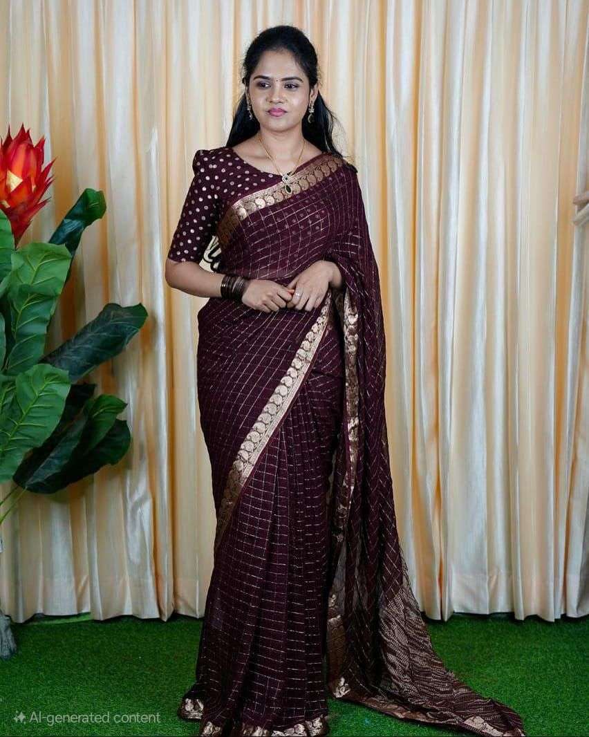viscous Georgette Elegance in Simple Designer Ethnic Wear Wt...