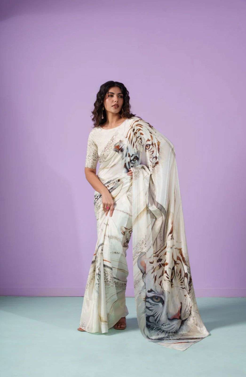  with grace Satin Fabric with digital Print draping dreams w...