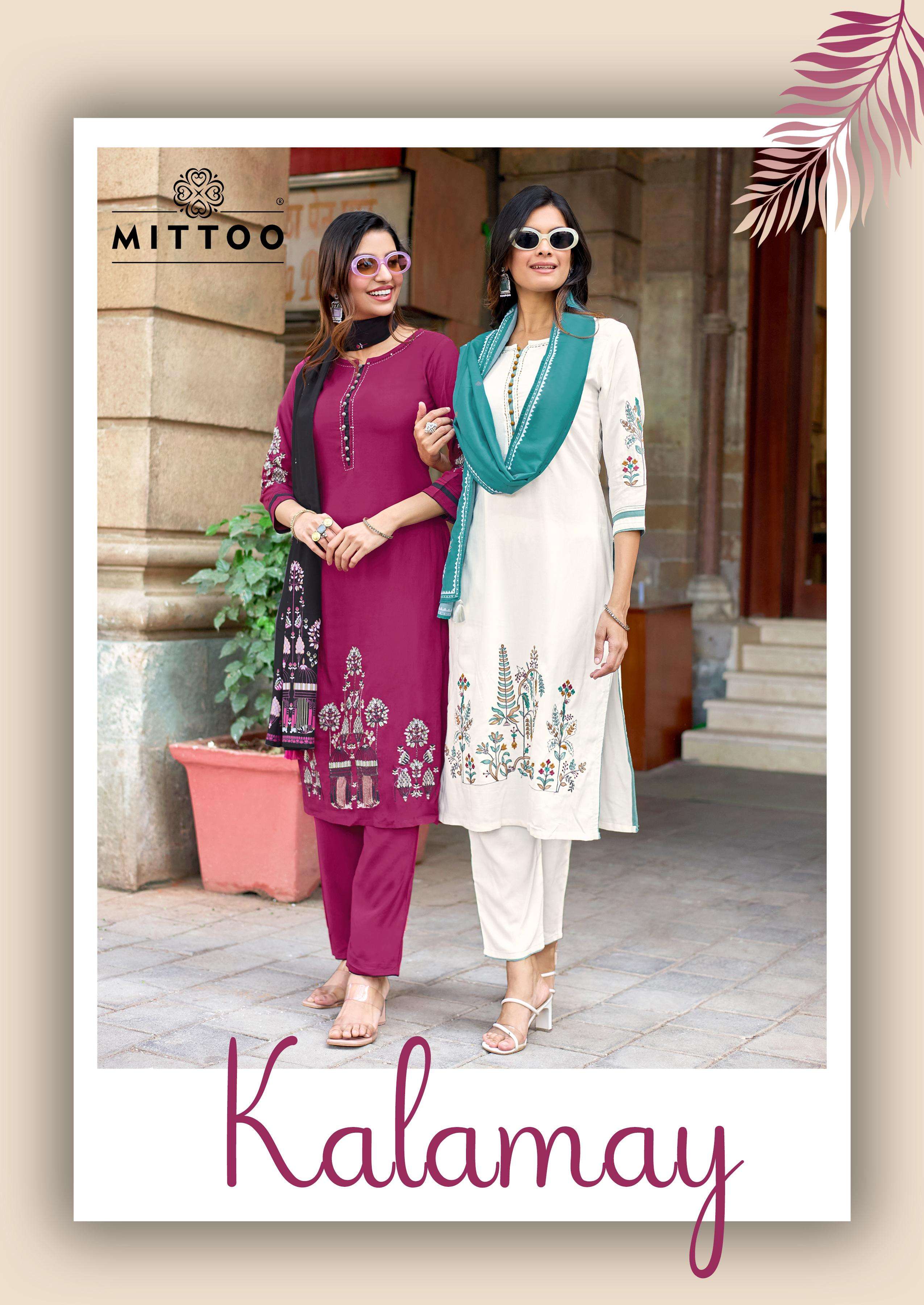 WOOGLEE KALAMAY THREAD HANDWORK READY TO WEAR SUIT FOR WOMEN...