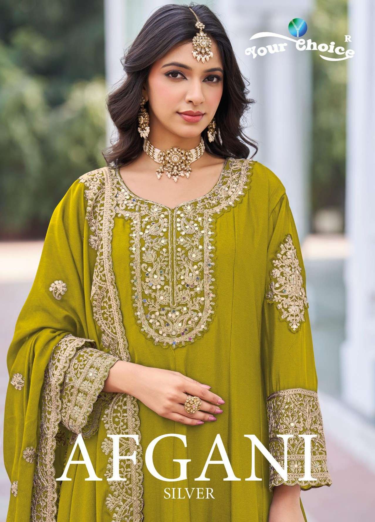 YOUR CHOICE AFGHANI SILVER CHINON HEAVY WORK PALAZZO SUIT EX...