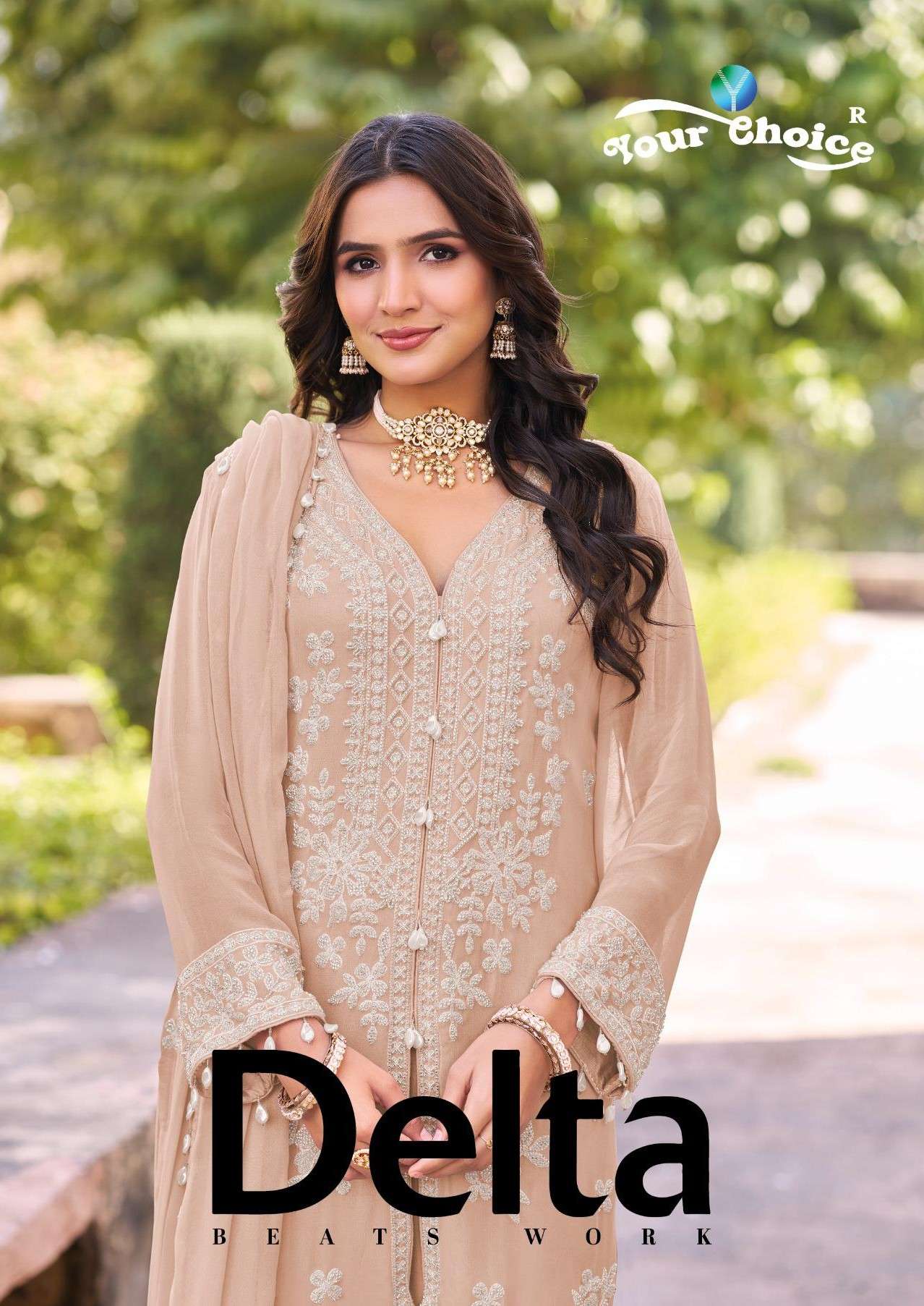 YOUR CHOICE DELTA CHINON BEATS WORK READYMADE SALWAR SUIT AT...