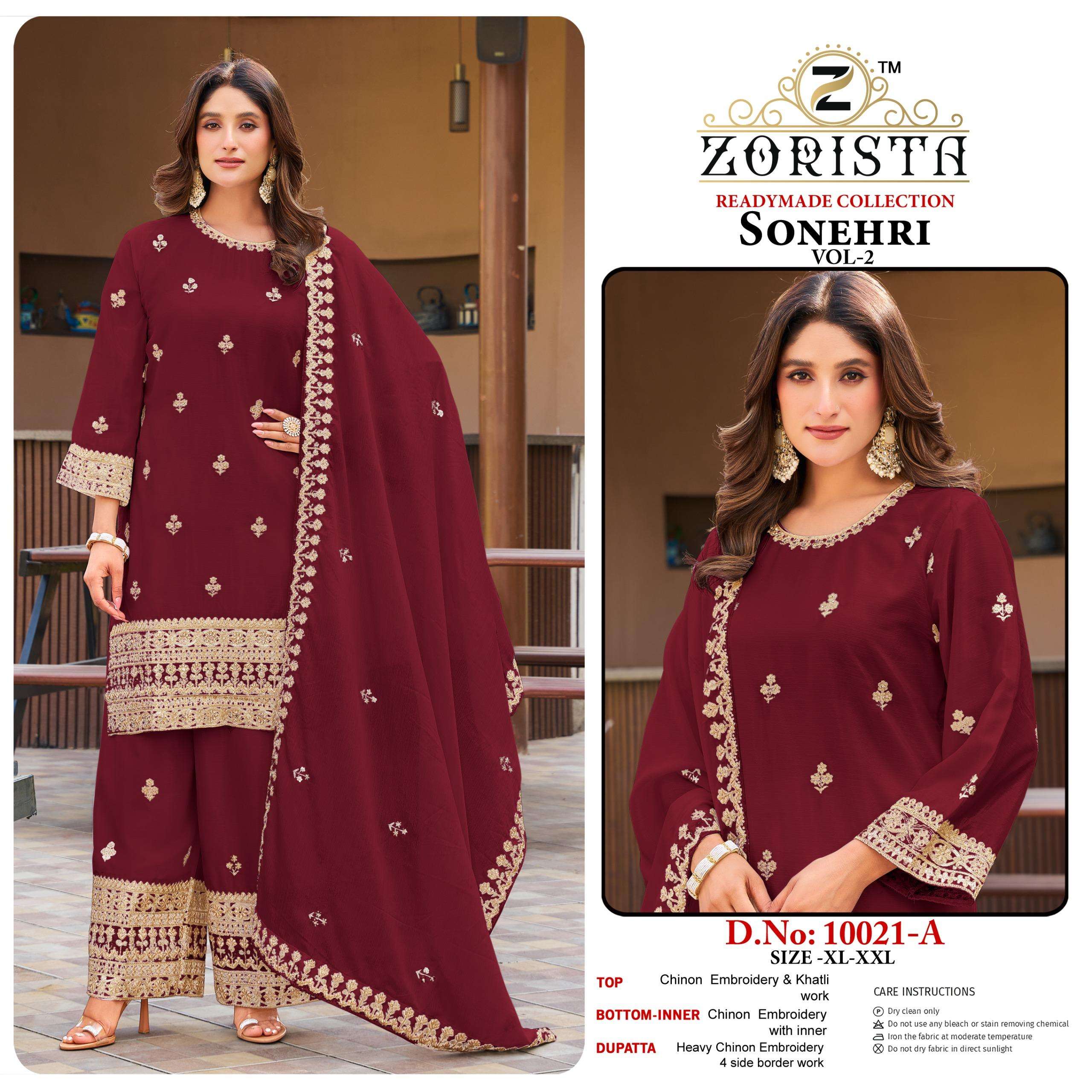 ZORISTA SONEHRI VOL 2 10021 REDAYMADE COLLETION SILK WITH EM...