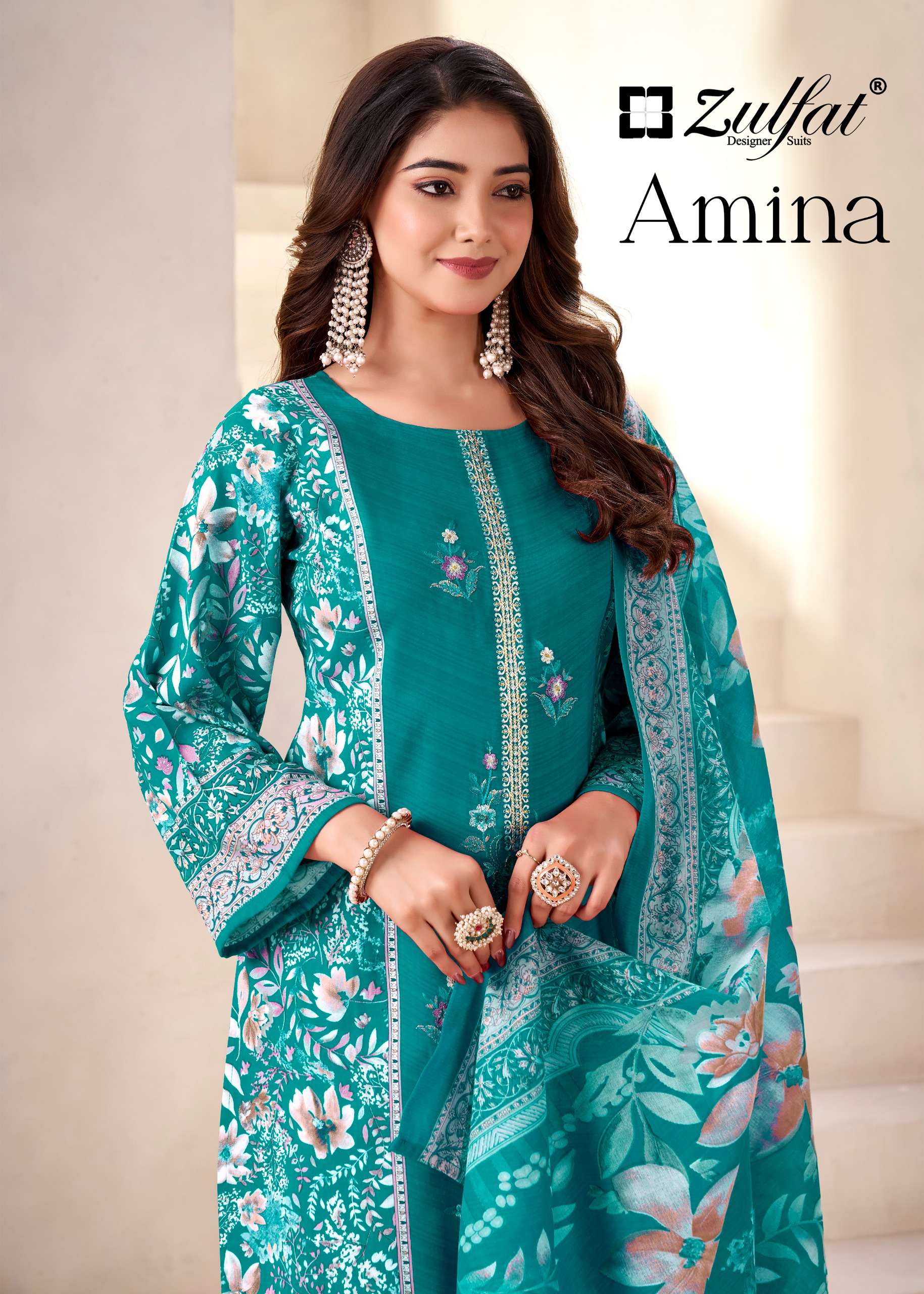 ZULFAT DESIGNER SUITS AMINA RAYON EXCLSUIVE DESIGN & WORK SU...