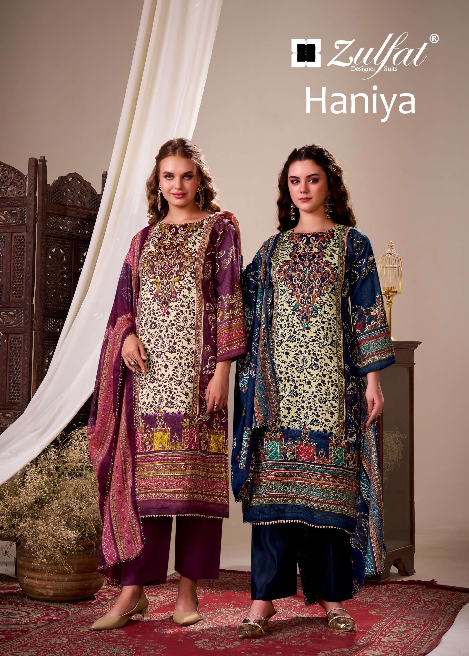 ZULFAT DESIGNER SUITS HANIYA JAM COTTON PRINT SUIT COLLECTIO...