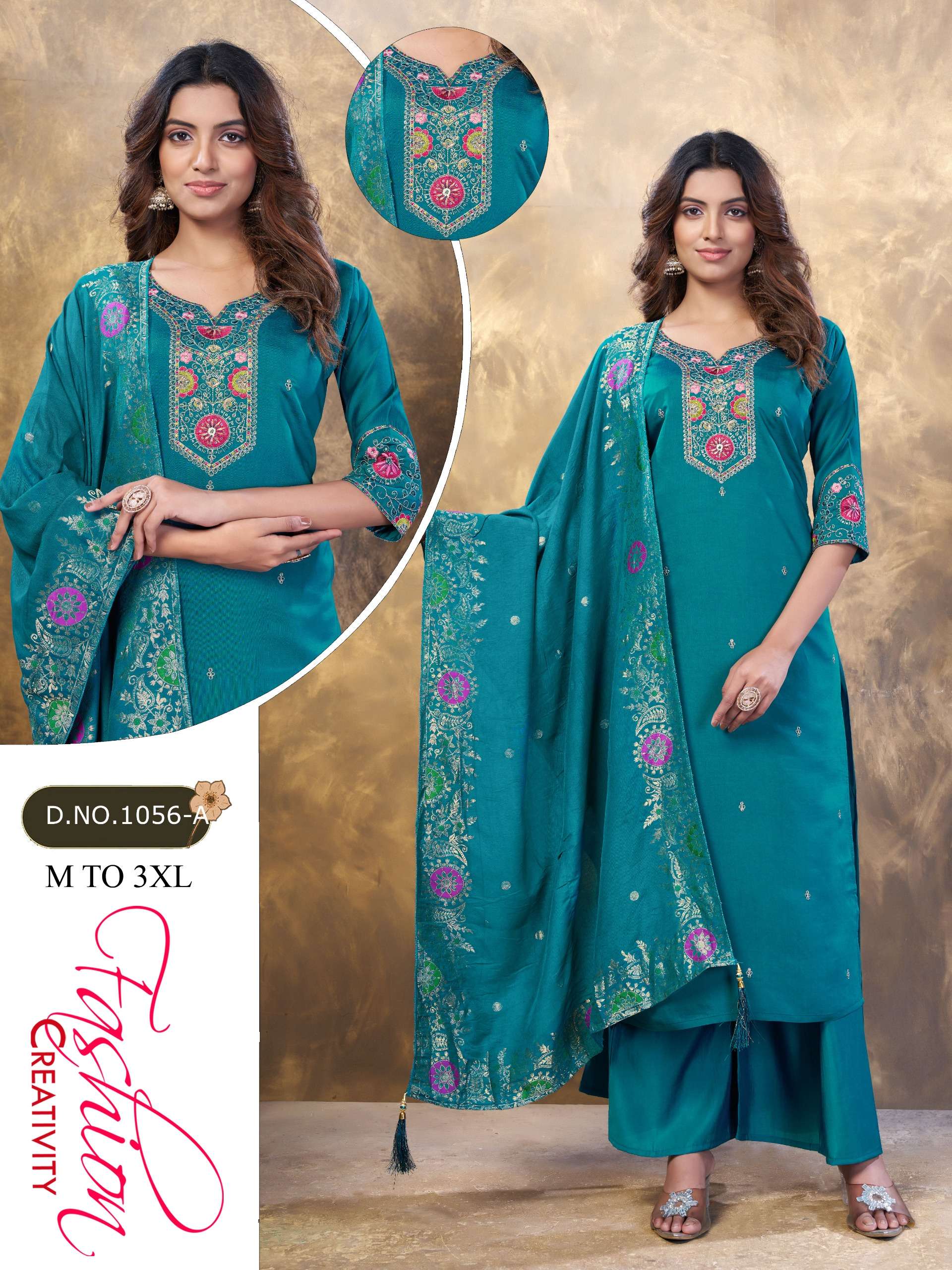 FASHION CREATIVITY 1056 B TRENDING WORK SOFT SILK 3 PCS SUIT...