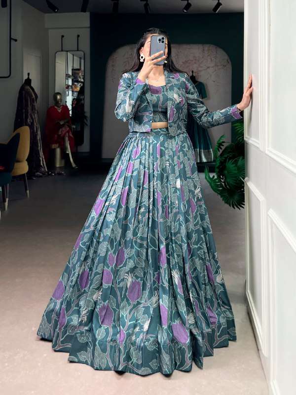 1115 TBL TREND STYLE SILK DESIGNER LEHENGA BLOUSE KOTI FASHI...