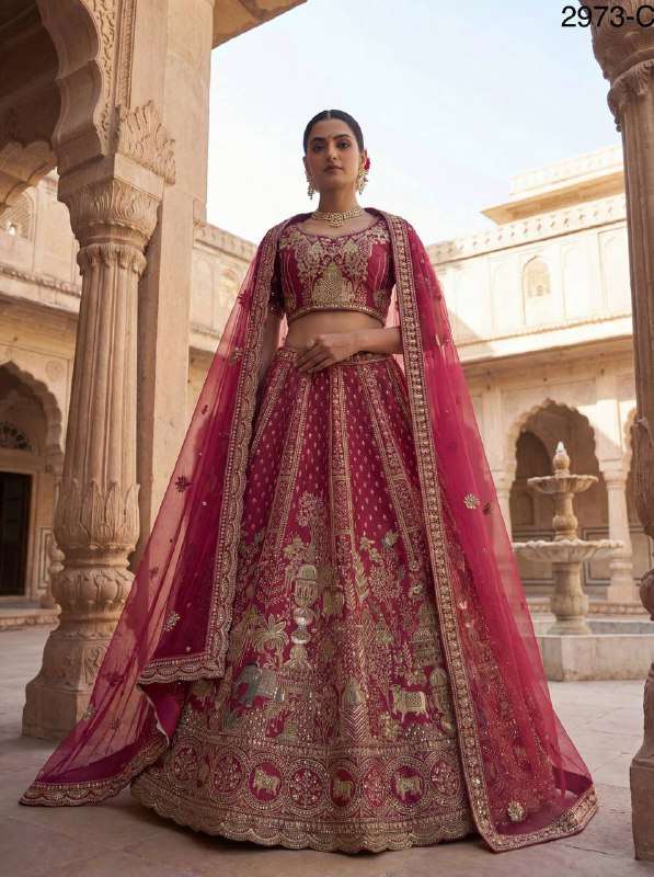 2973 ATTRACTIVE EMBROIDERY PERFECT BRIDAL LEHENGA CHOLI WITH...