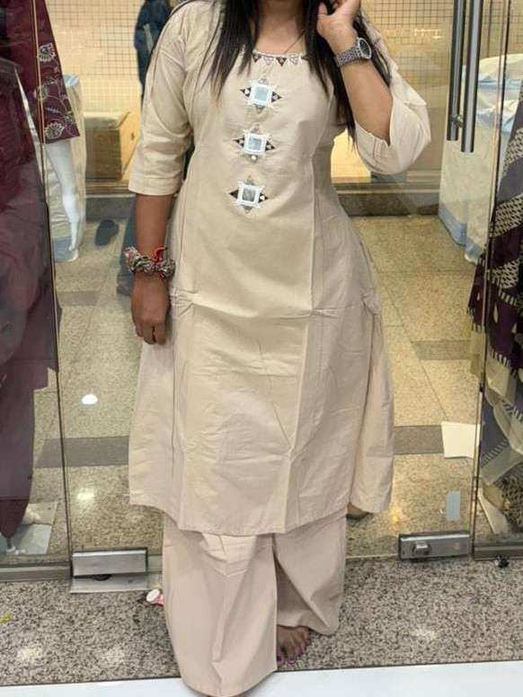 5202 SUMMER LIGHT COLOR COTTON NECK WORK KURTI PALAZZO ONLY ...