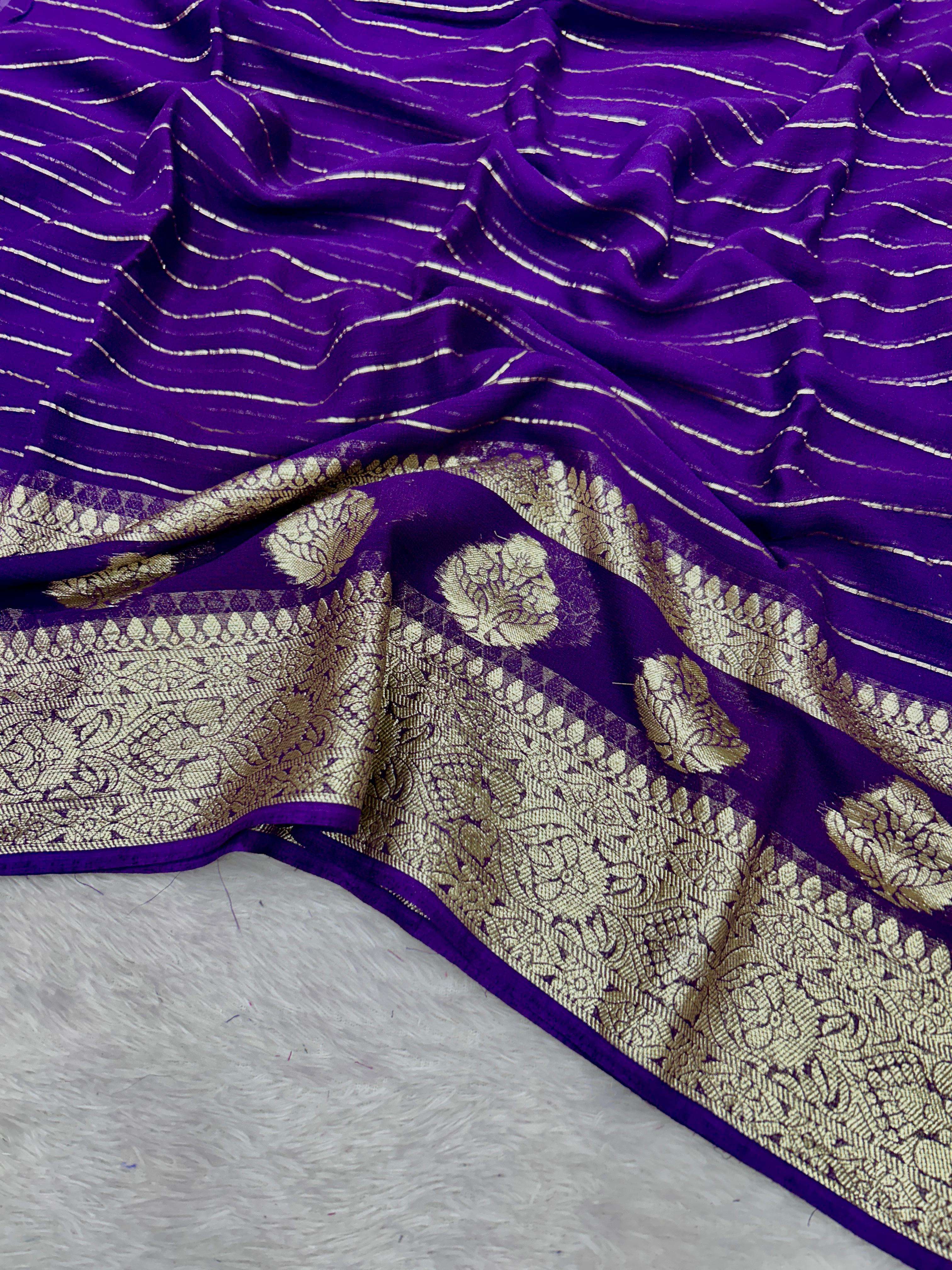 A GIRL IN SAREE PURE VISCOSE GEORGETTE IN JARI WORK  FABRIC ...