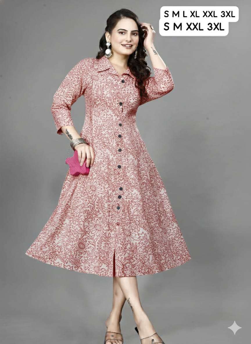 A LINE COTTON ONE PIECE FOR COLLEGE AND OFFICE CLOTHING SHOP...