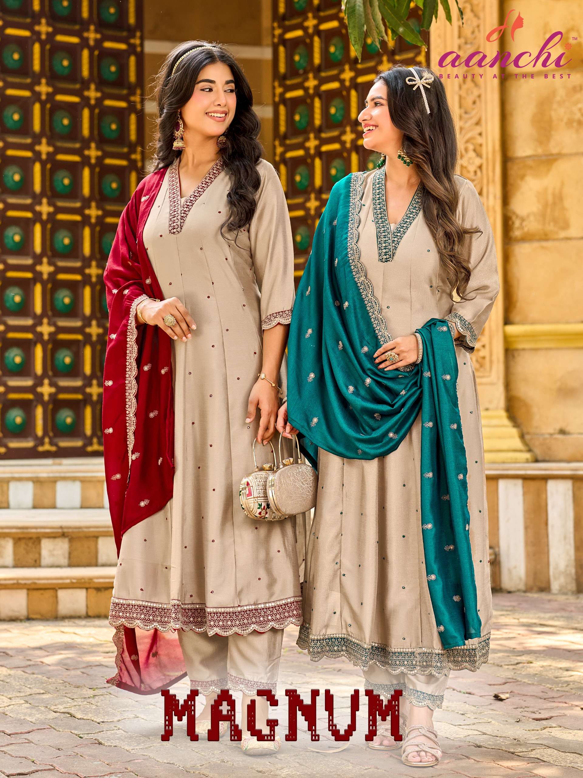 AANCHI MAGNUM VICHITRA SILK SALWAR SUIT 3 PCS FLAIR CATALOGU...