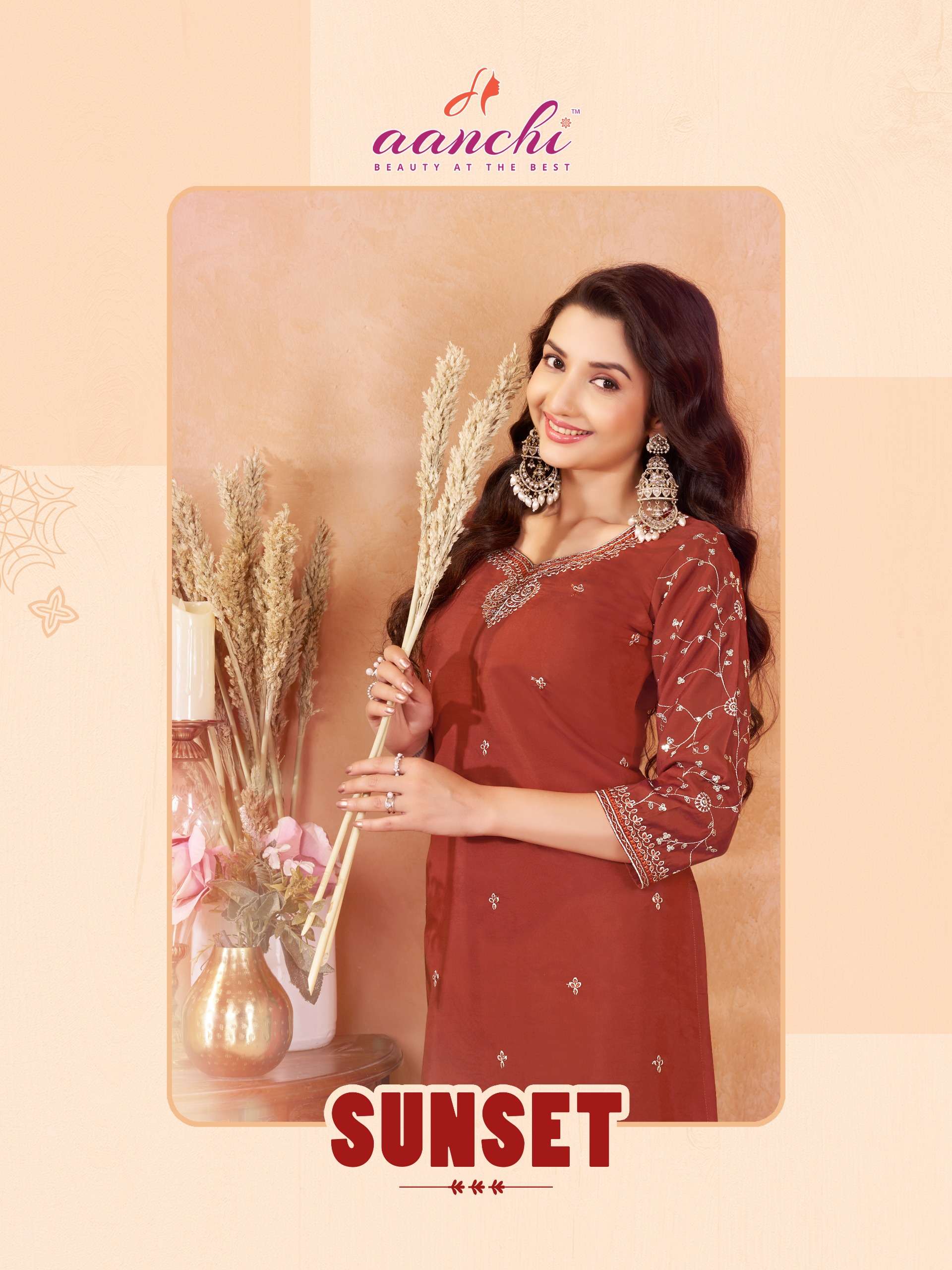 AANCHI SUNSET FANCY FABRIC STRAIGHT CUT KURTI FASHION INDIA ...