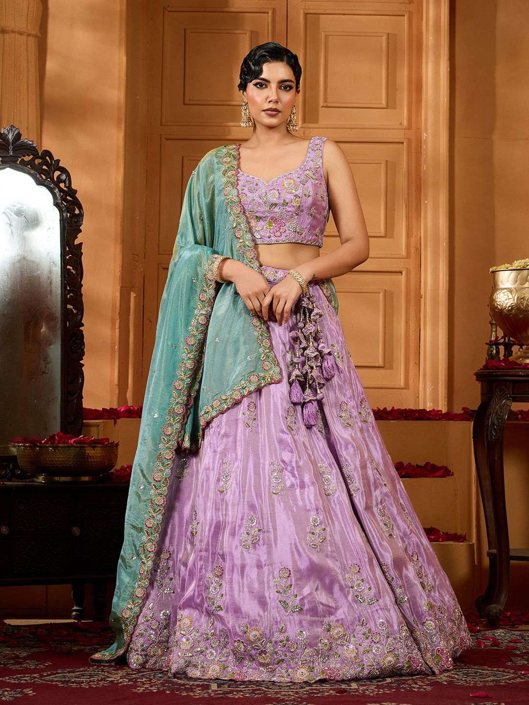 Adorn craft 6199 Premium Satin Silk fabric Intricate Sequins...