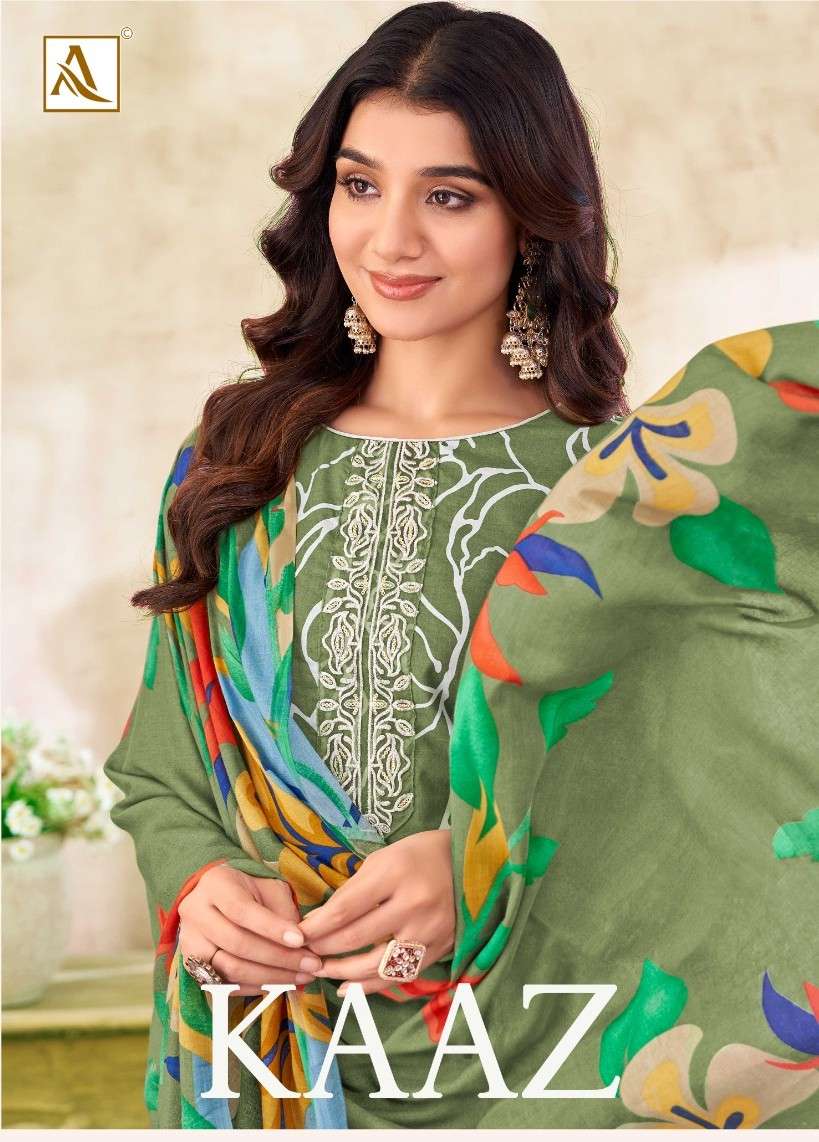 ALOK SUIT KAAZ CAMBRIC PRINT WITH FANCY WORK MATERIAL 3 PIEC...