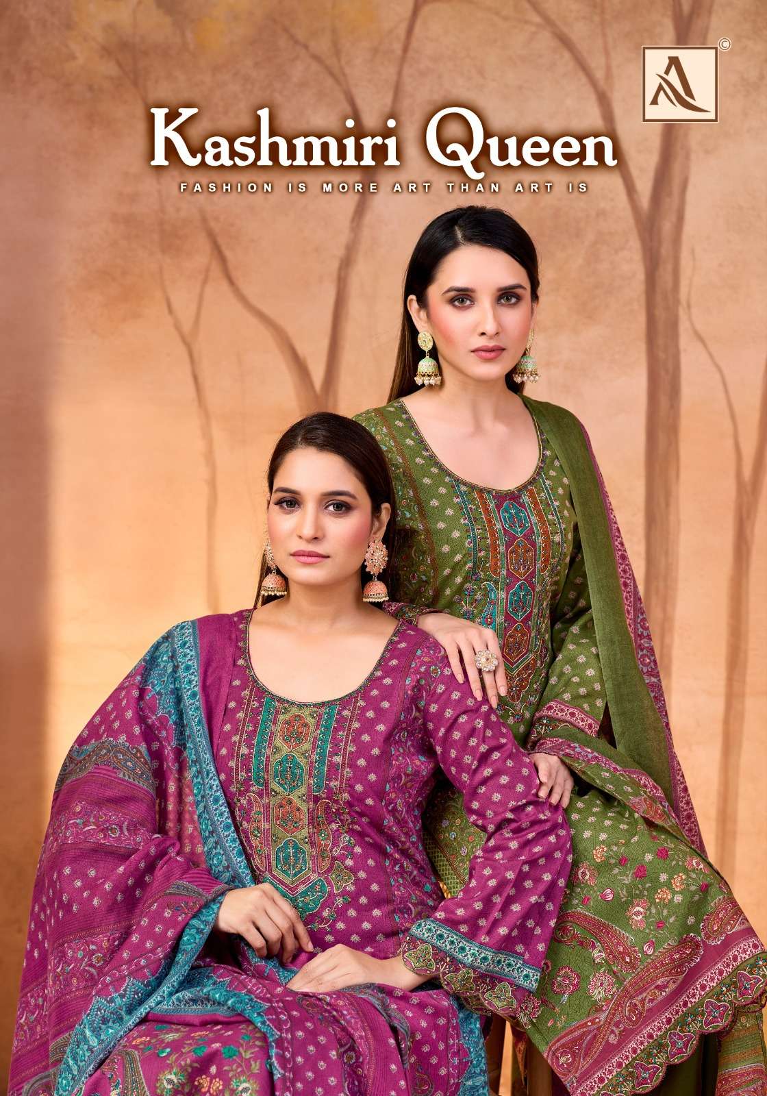 ALOK SUITS KASHMIRI QUEEN PAKISTANI COTTON DRESS UNSTITCH SE...
