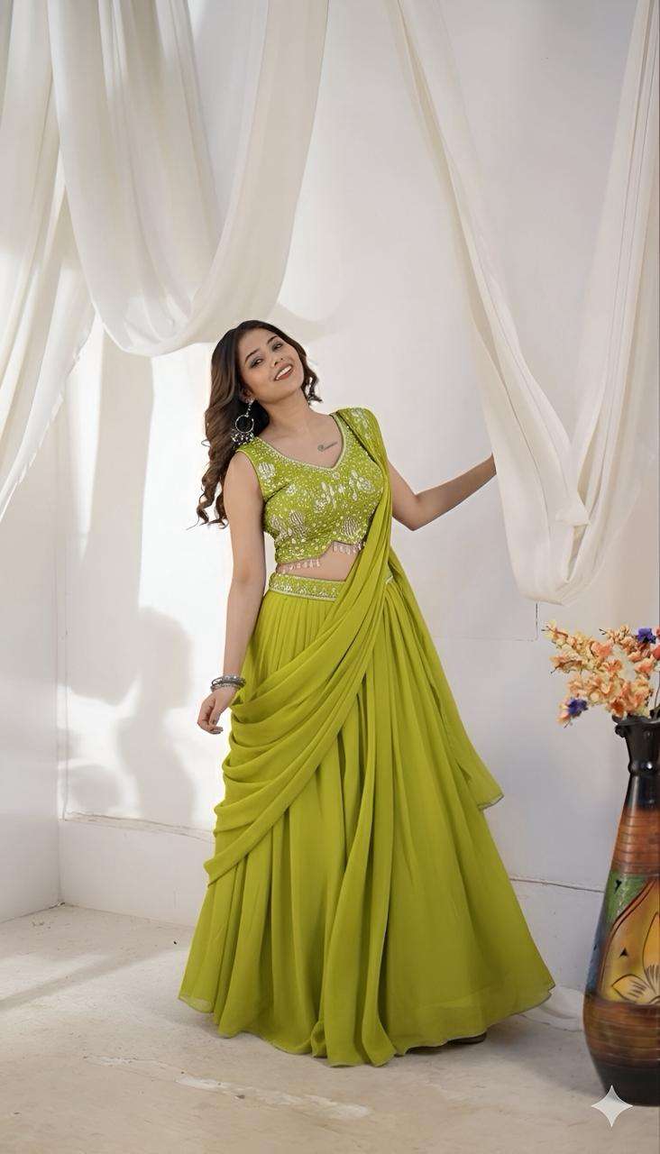 Amazing Collection in Crop top Lehenga style Rangooli Silk f...