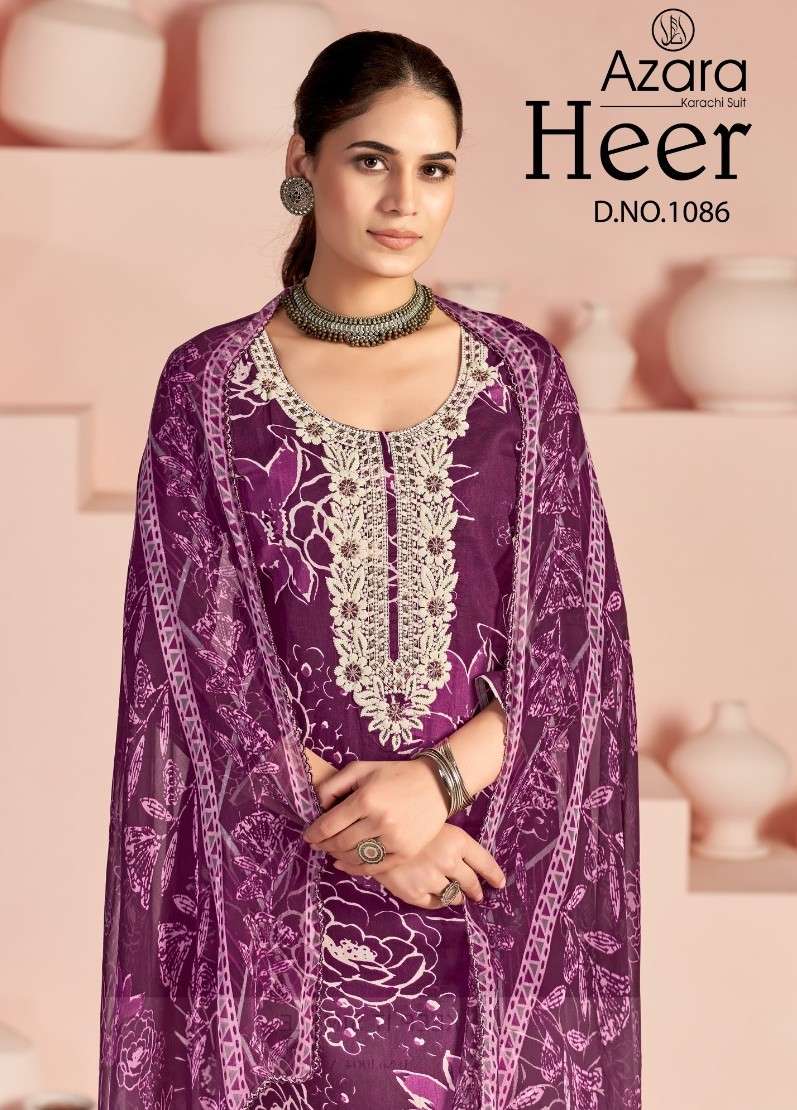 AZARA HEER 1086 TO 1078 COTTON PRINT AND EMBROIDERY SALWAR S...
