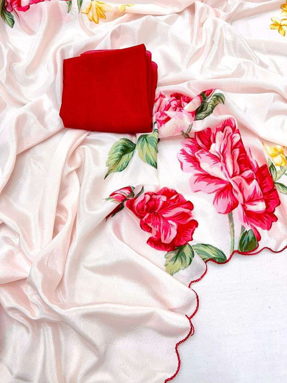  Bareli Soft and pure chinon Fabric With Beautiful and elega...