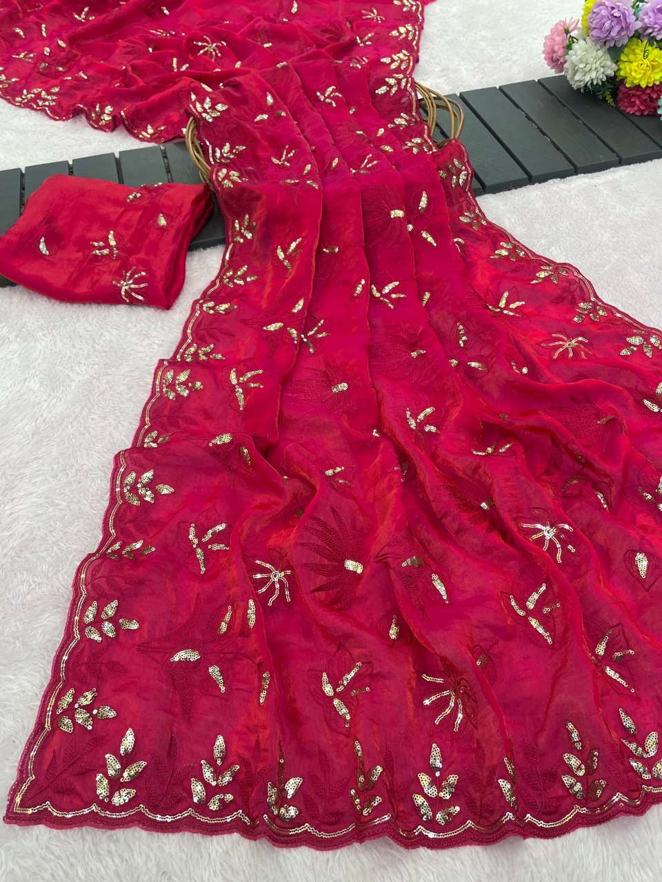 BEAUTIFUL AND FANCY PREMIUM SPACE SILK FABRIC SPECIAL EMBERO...