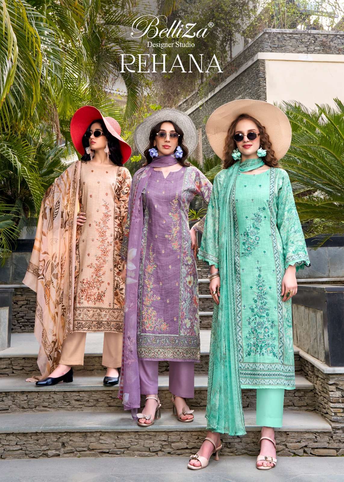 BELLIZA DESIGNER STUDIO REHANA COTTON LINEN DIGITAL PRINT SA...