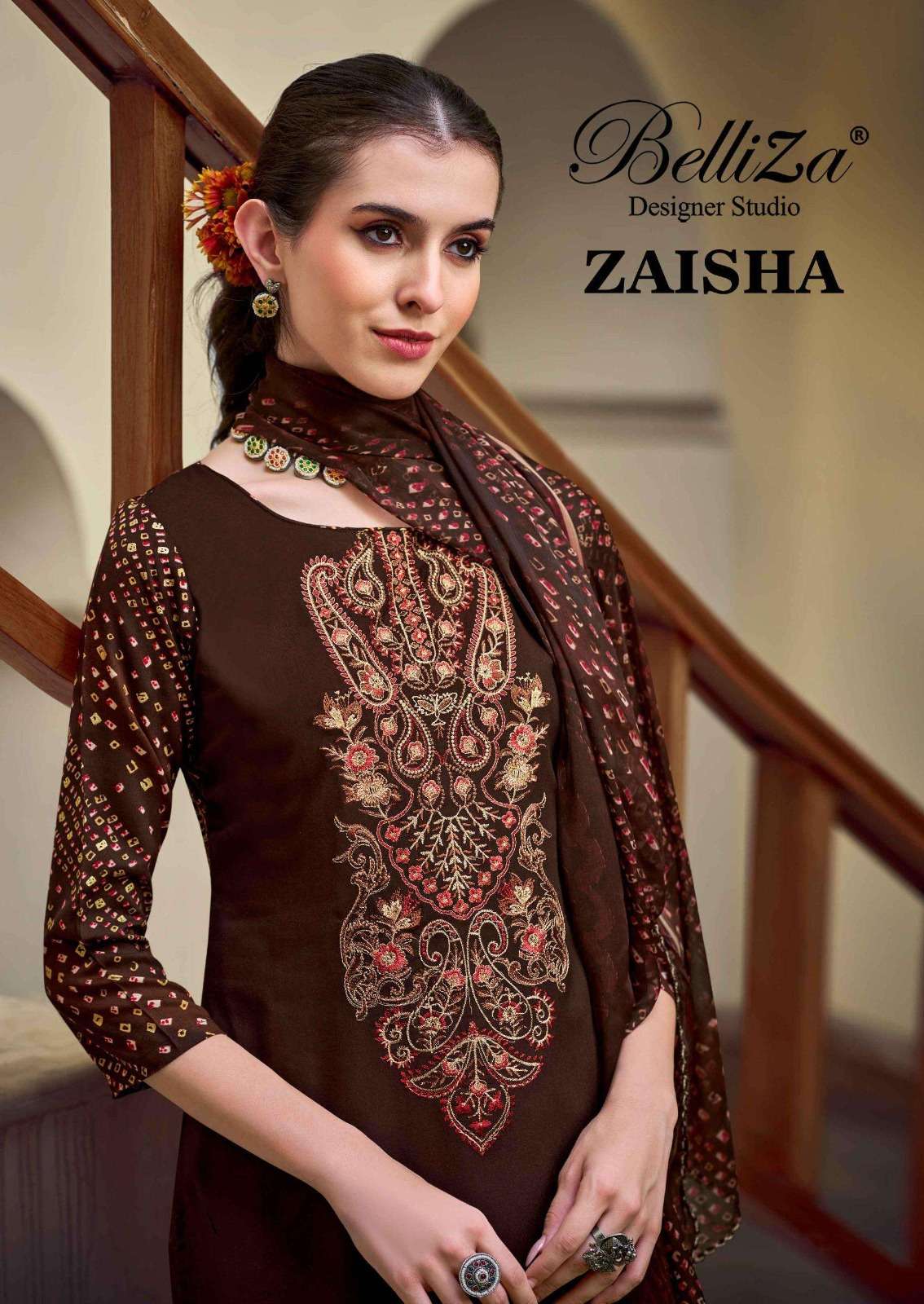 BELLIZA DESIGNER STUDIO ZAISHA PAKISTANI MATERIAL DRESS RAYO...