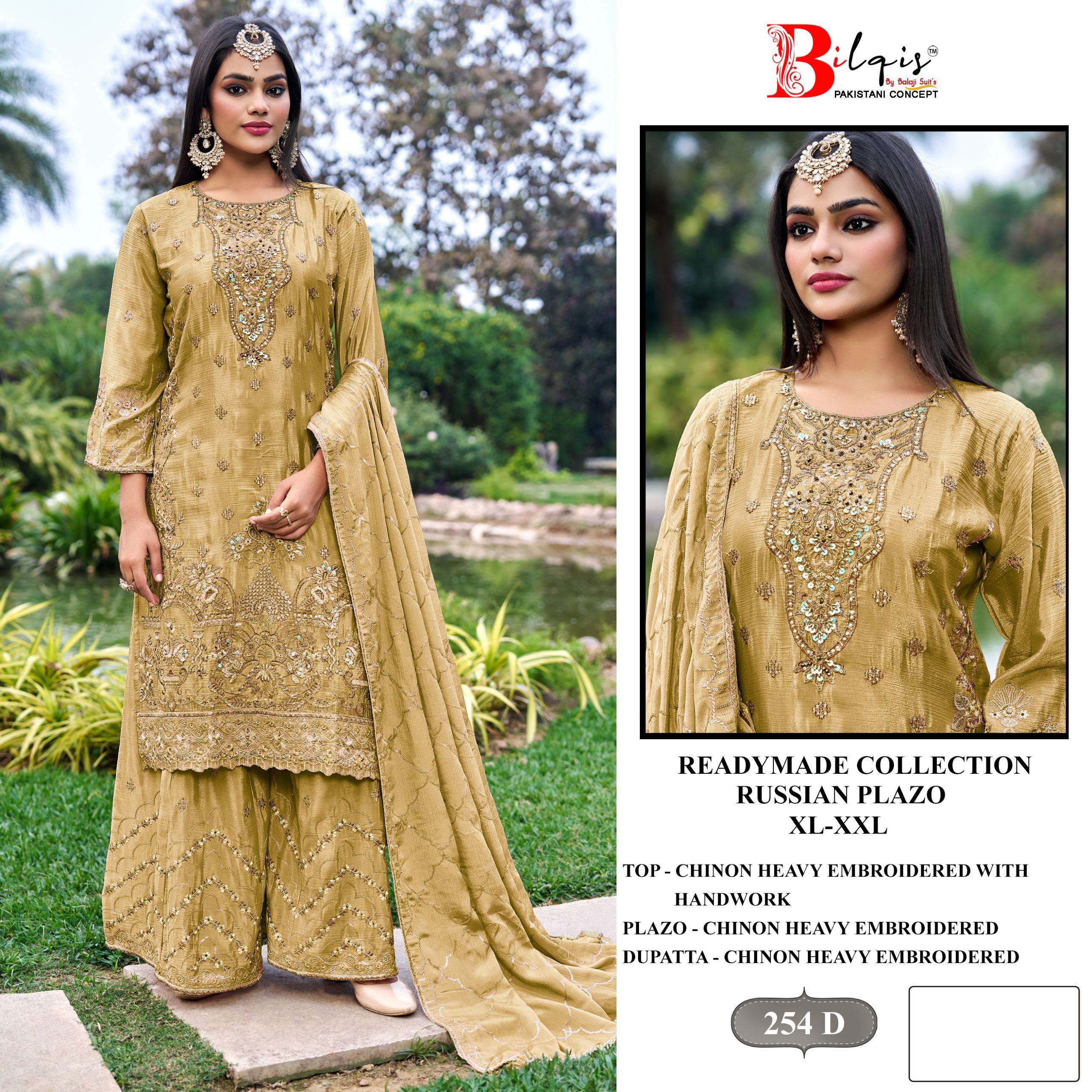BILQIS B 254 CHINON HEAVY EMBROIDERED SHARARA SUIT READYMADE...