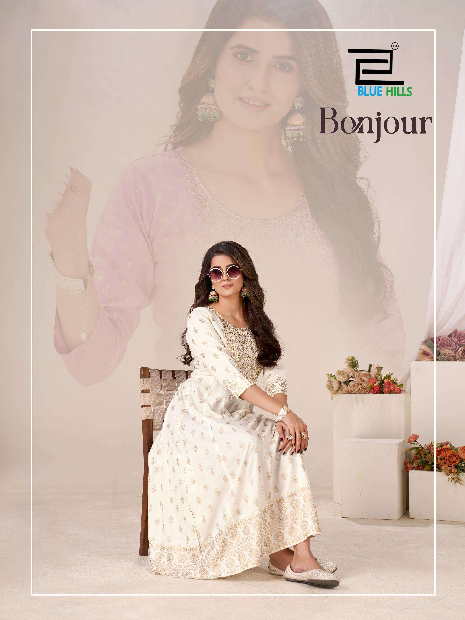 BLUE HILLS BONJOUR ANARKALI CONCEPT WITH NECK DESIGNER KURTI...