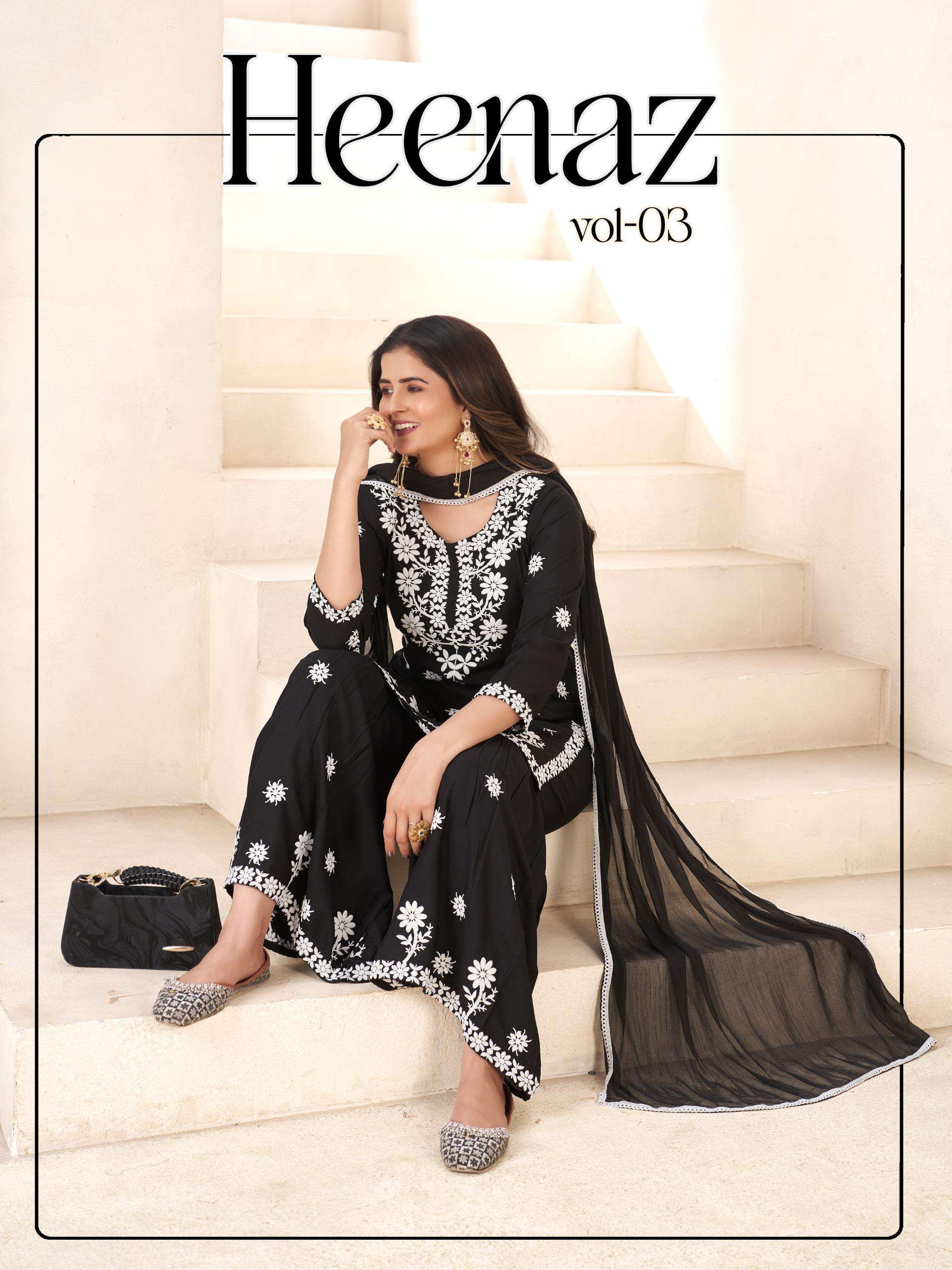 BLUE HILLS HEENAZ VOL 3 RAYON EMBROIDERY WORK SHARARA SUIT F...