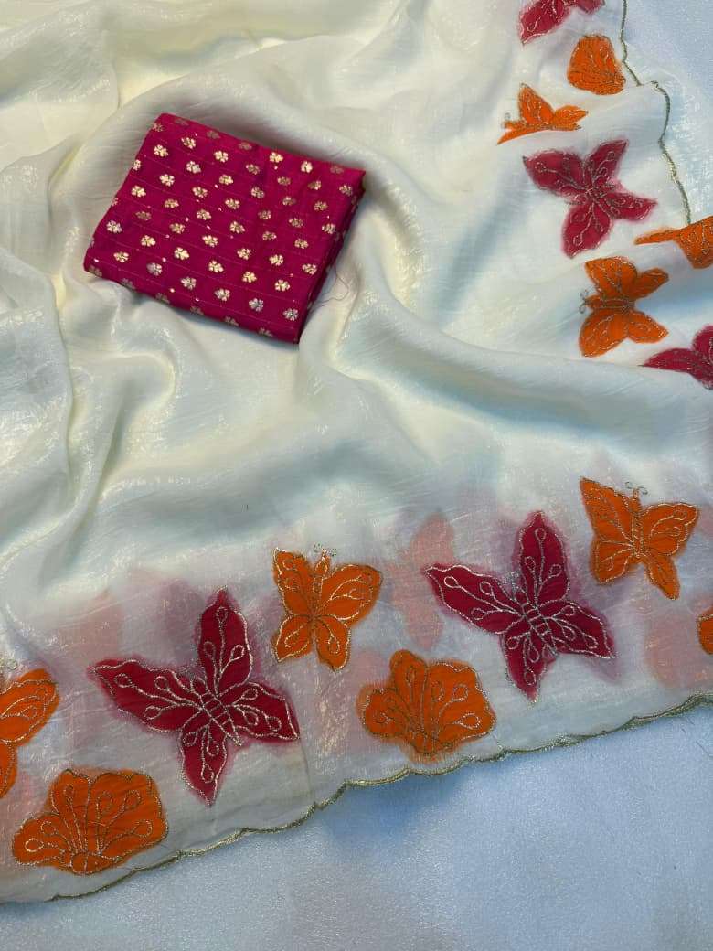 butterfly in garden fancy and  Soft crunchy silk fabric regu...