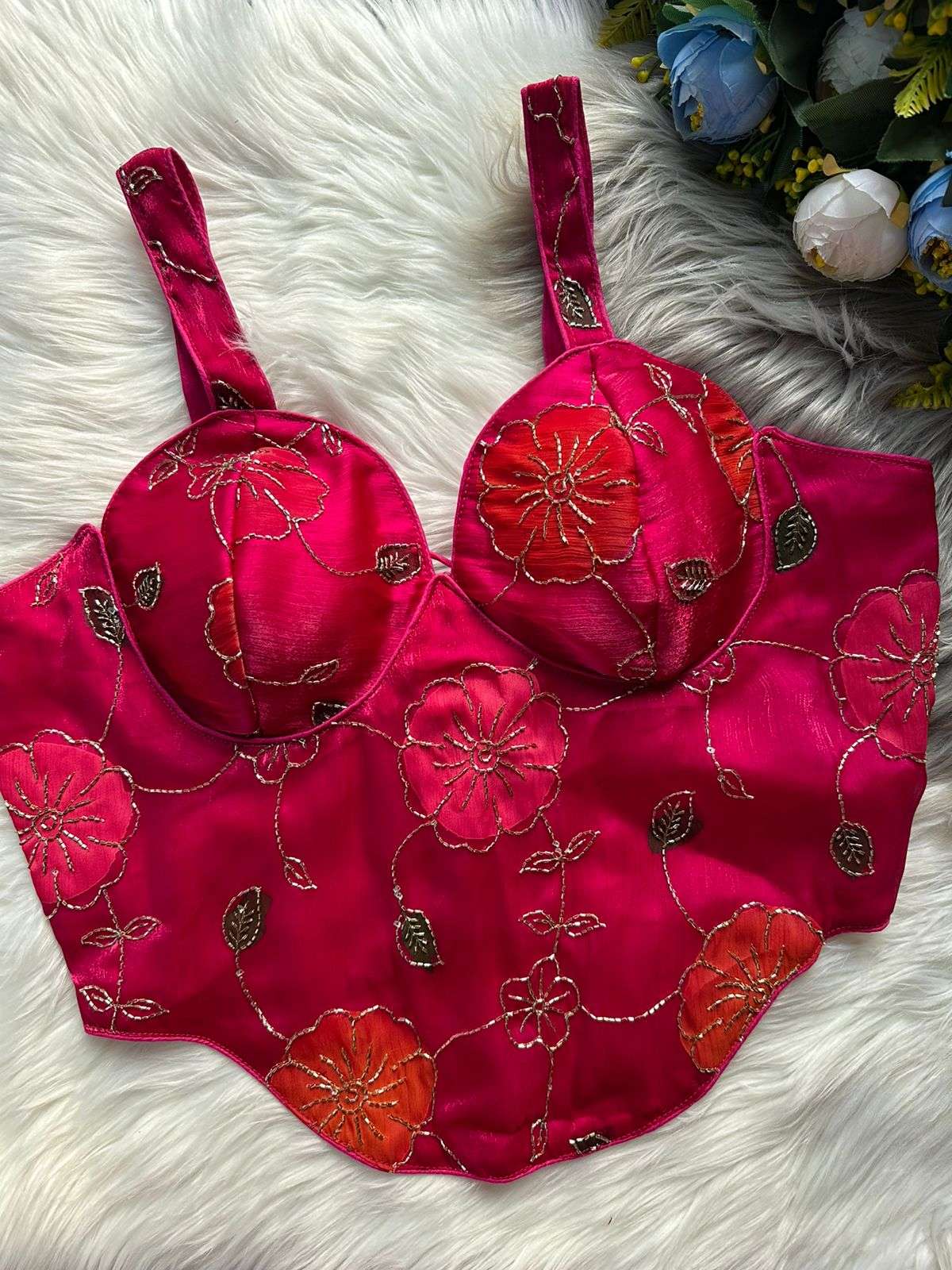 CHANDANI BLOUSES HEAVY BEDDS SILK FABRIC CORSET STYLE SPAGH...
