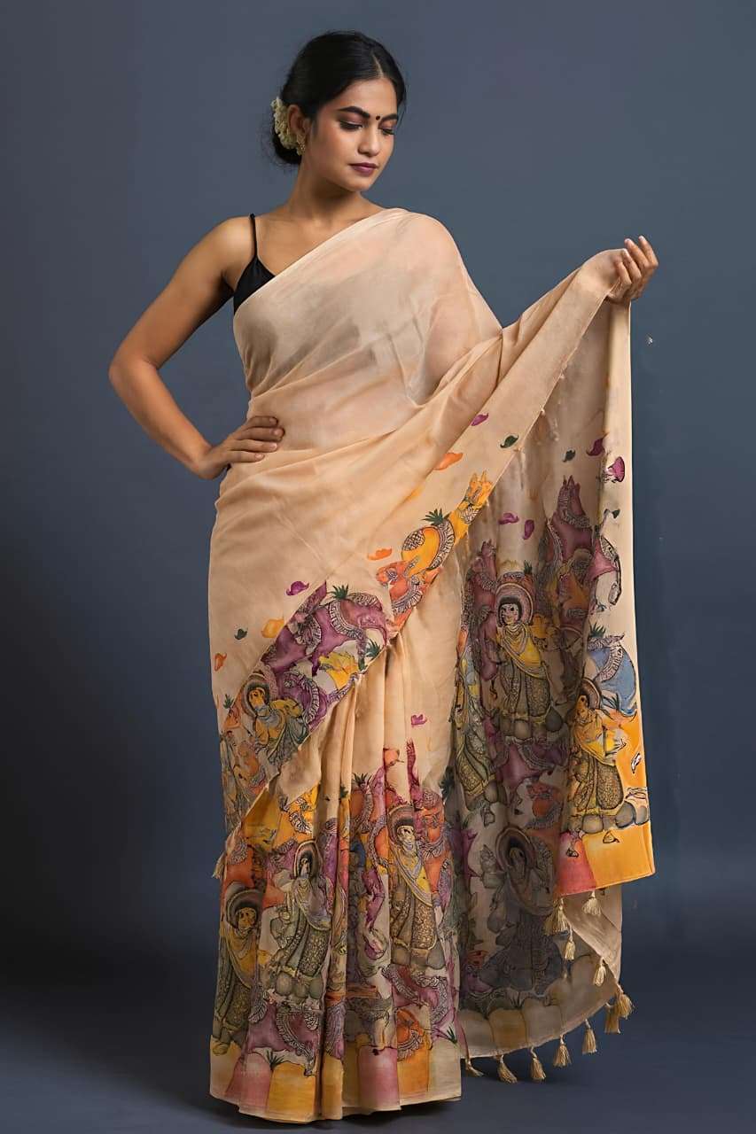 Chic handloom Tussar silk fabric iconic and exquisite kalamk...