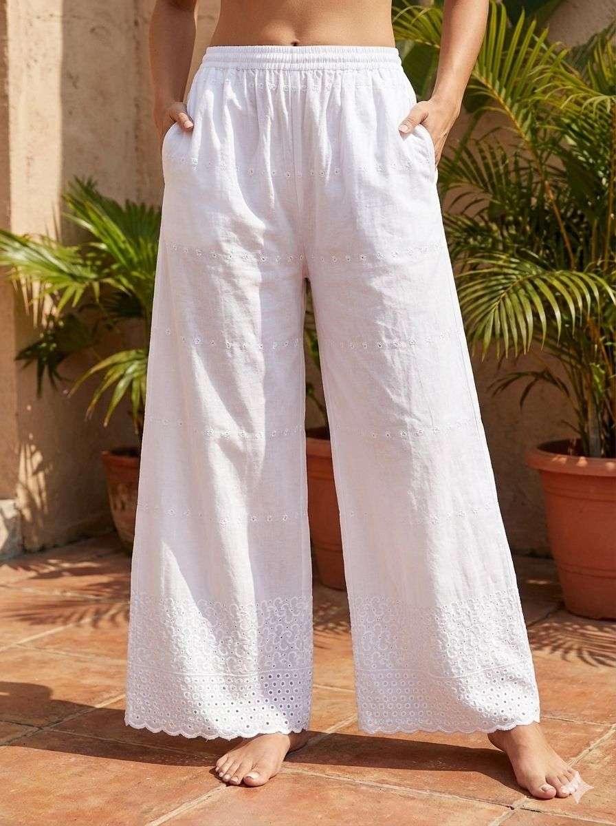 CHIKAN WORK PALAZZO 14 KG RAYON FABRIC FESTIVAL WEAR DEALER ...