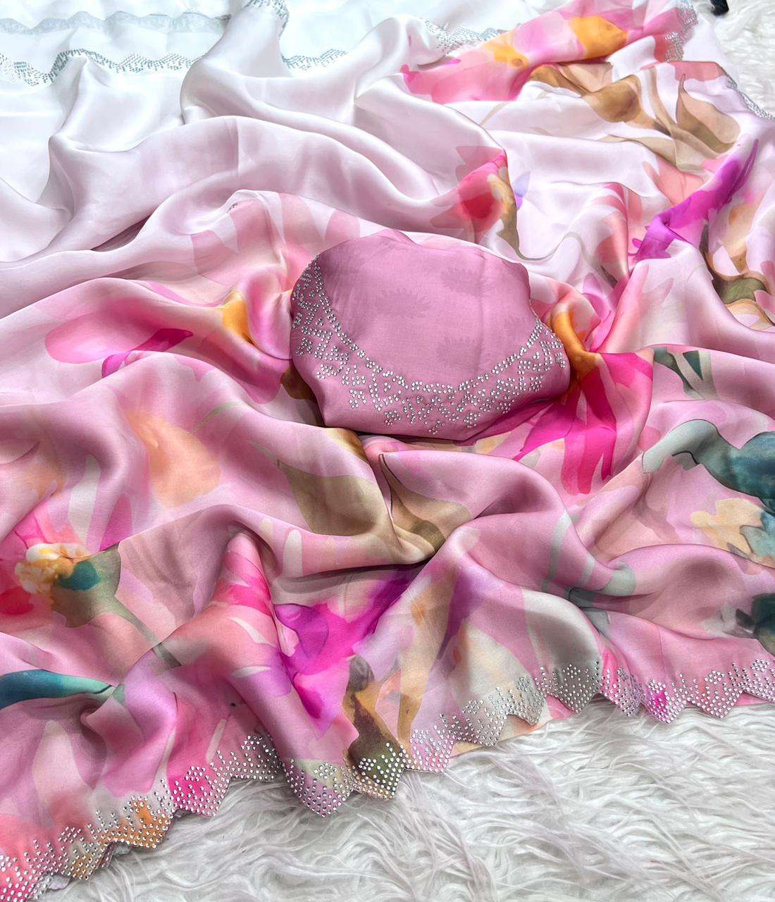  color in sky Pure and soft Maheshwari Silk fabric With Cut ...
