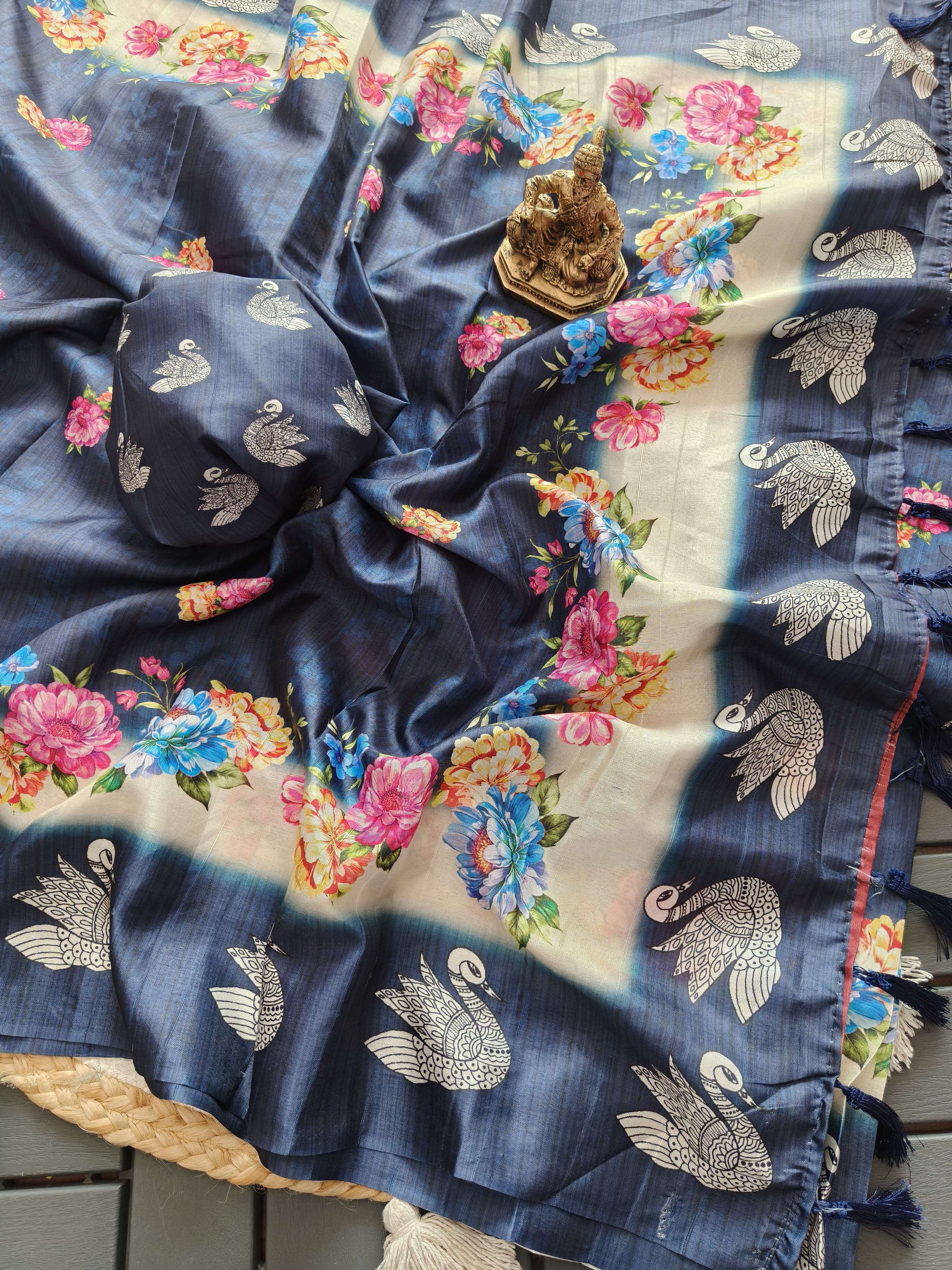 COLORING HANS HEAVY HANDLOOMING TISSUER SILK FABRIC WITH FLO...