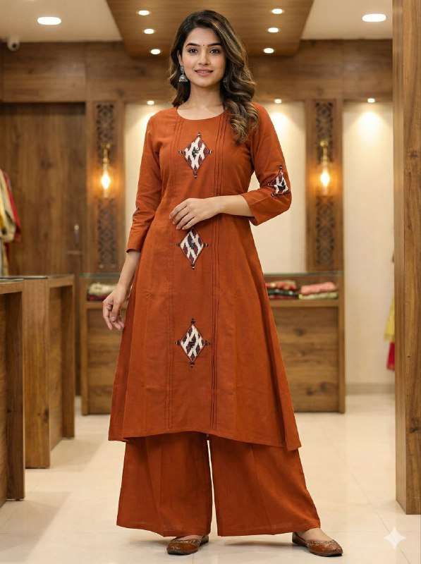 COTTON A LINE KURTI PALAZZO FOR REGULAR WEAR SUPPLIER SURAT ...
