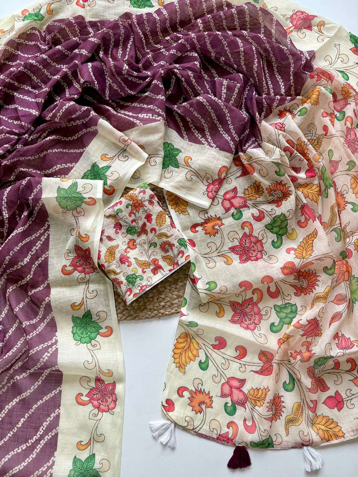 COTTON CLOT SOFT AND PURE LINEN FABRIC REGULAR WEAR SAREE WH...