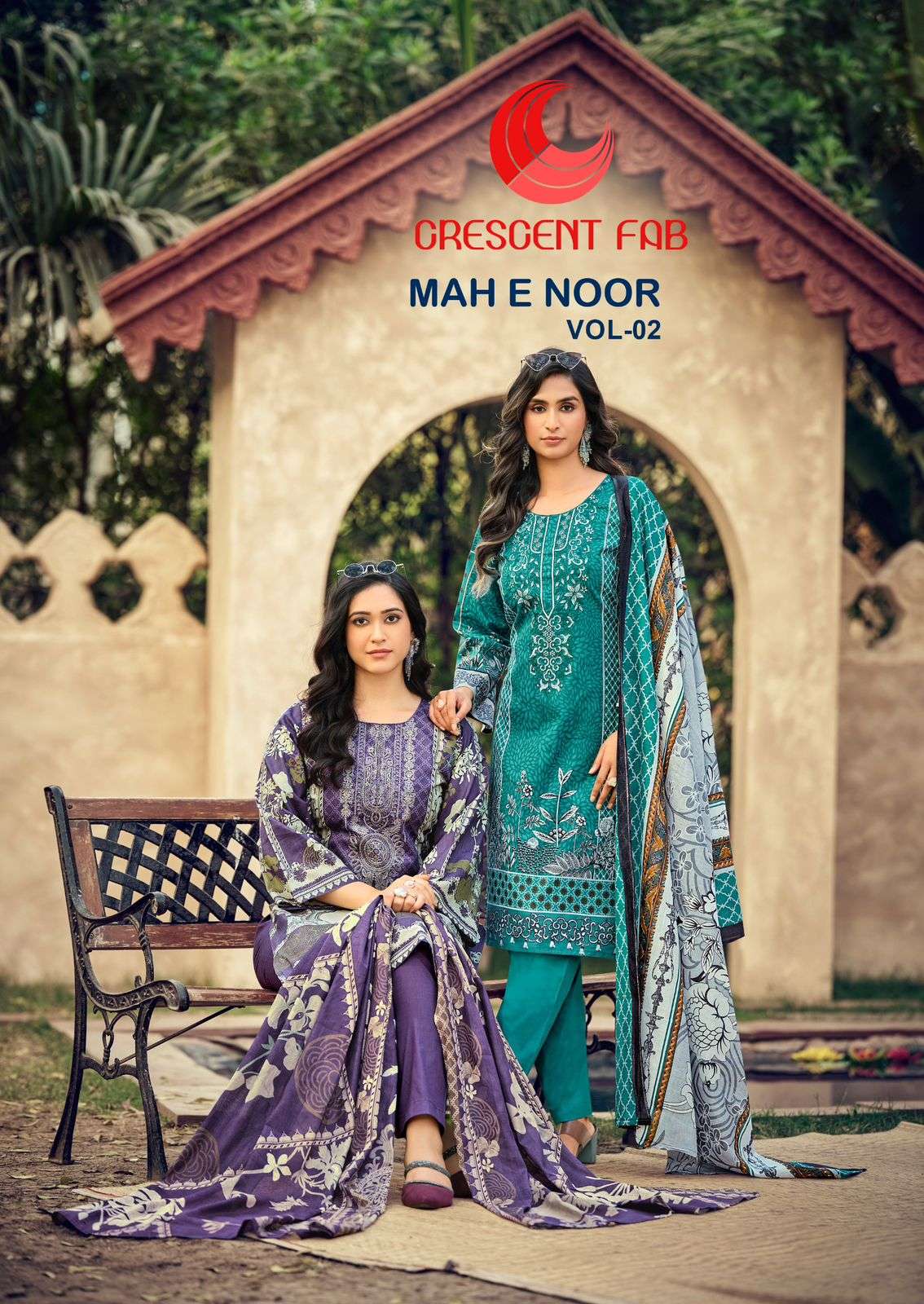 CRESCENT FAB MAH E NOOR VOL 2 LAWN PRINT EXCLUSIVE SUIT COLL...
