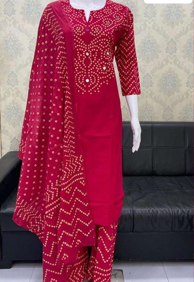 DABHU COTTON BADNI PRINT KURTI PANT DUPPTA DESI OUTFIT ETHNI...