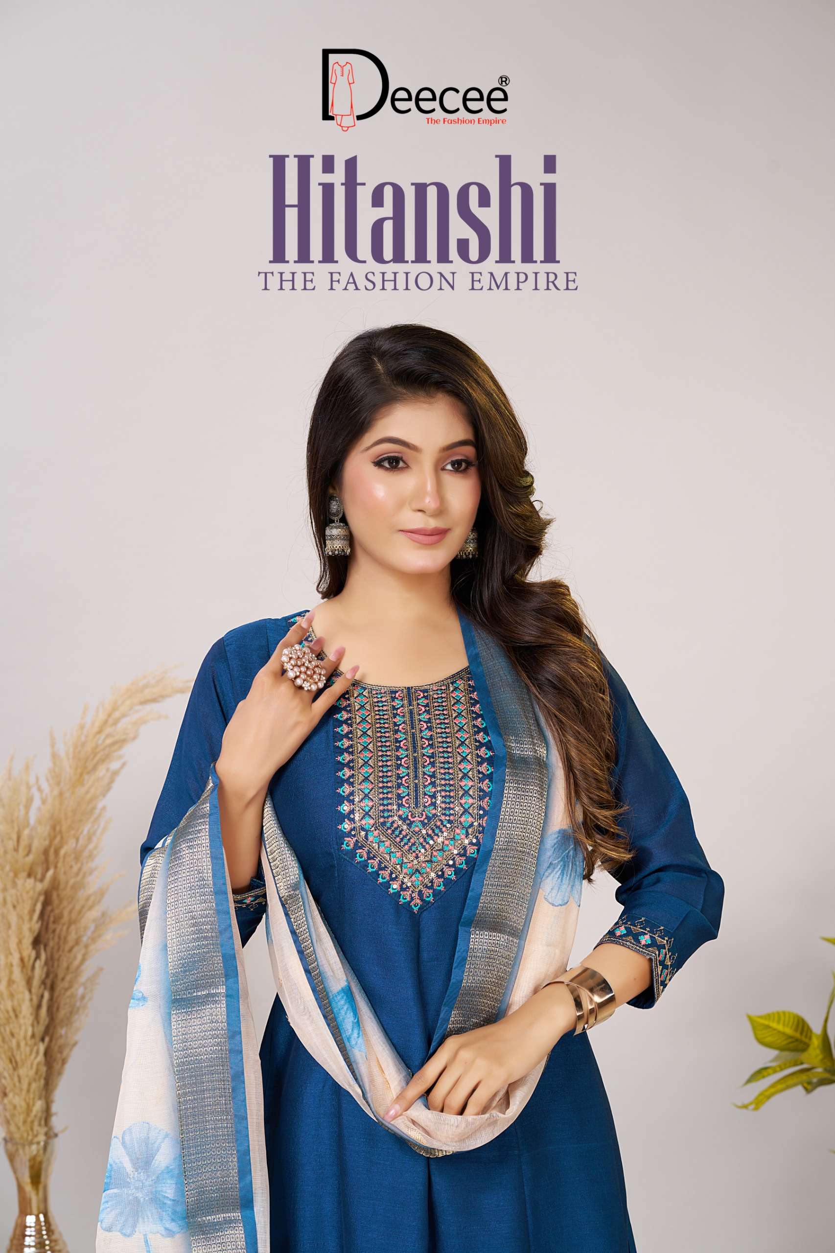 DEECEE HITANSHI READYMADE KALI STYLE FLARED KURTI 3 PIECE SU...