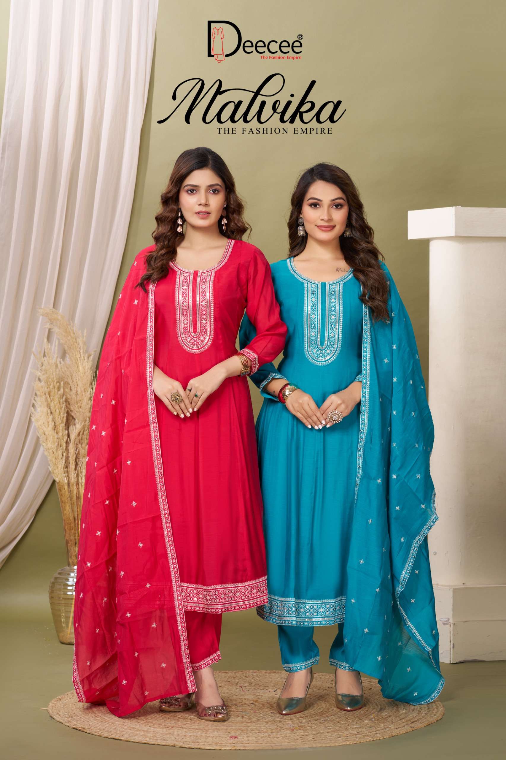 DEECEE MALVIKA CLASSIC KALI TYLE FLARED KURTI POCKET PANT SU...