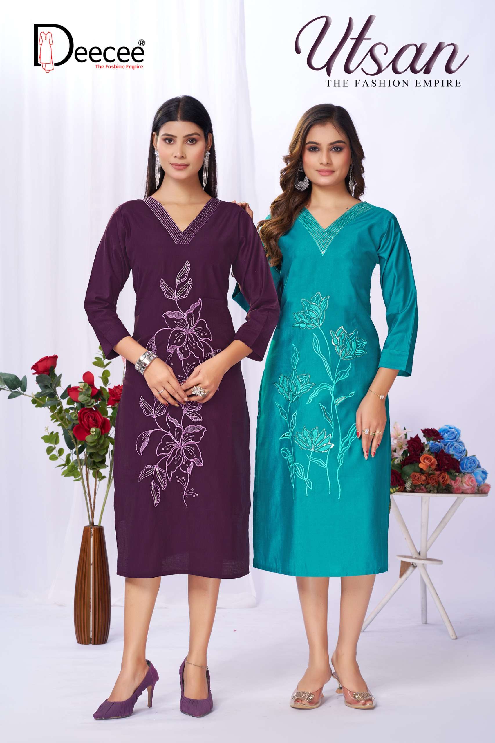 DEECEE UTSAN GODWAL CUT KURTI WITH NECK EMBROIDERY KURTI CAT...