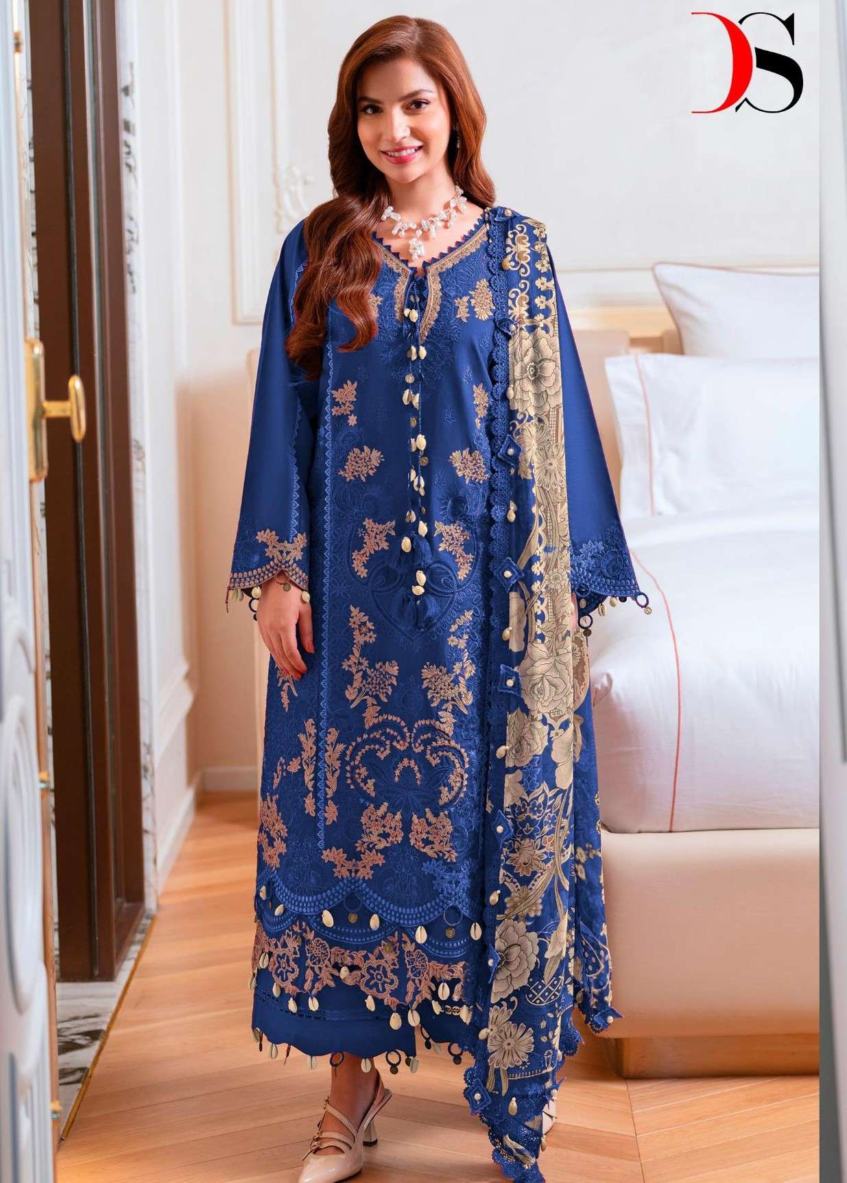 DEEPSY OMBRE STARLET HIT DESIGN 1611 PURE COTTON LUXURY EMBR...