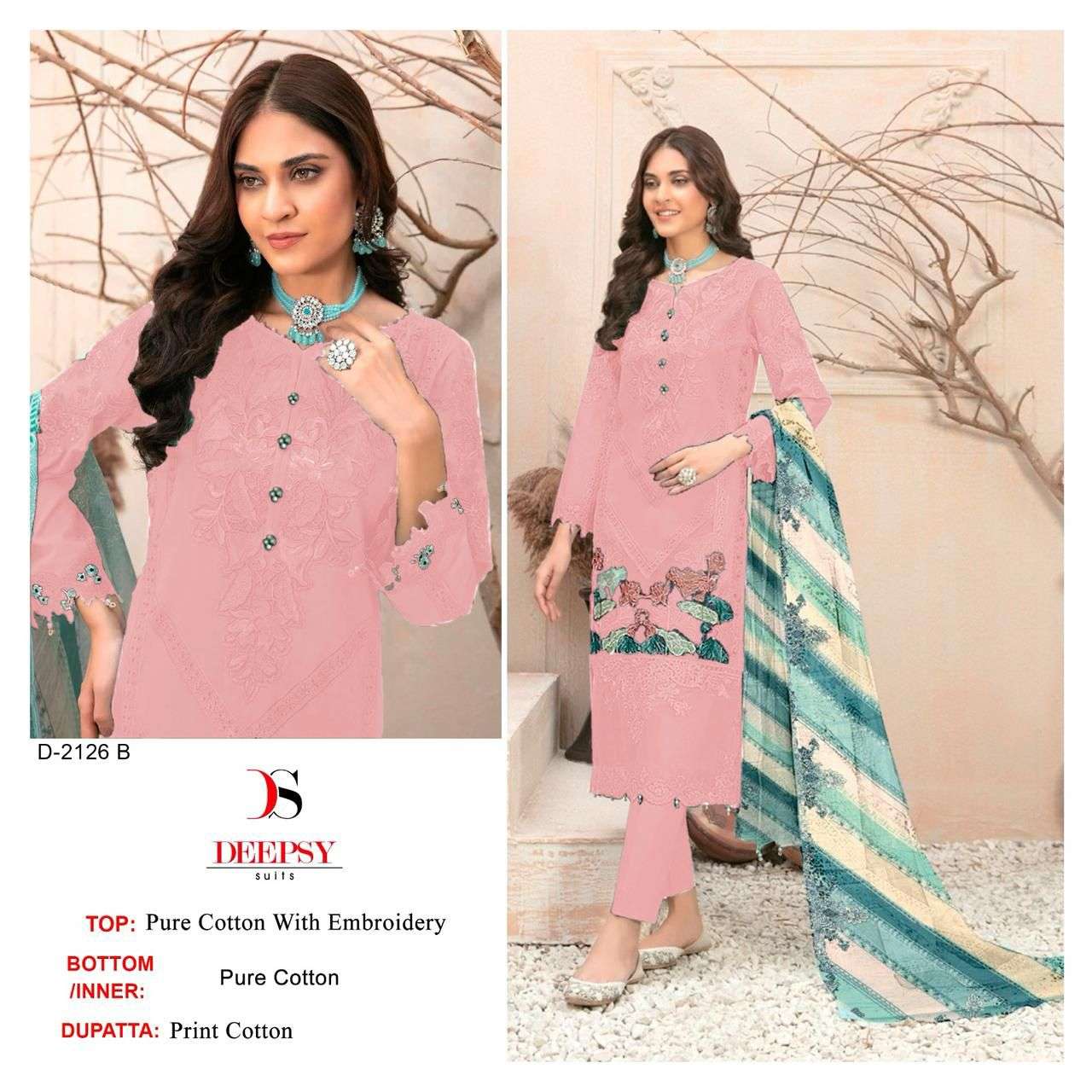 DEEPSY SUITS 2126 COTTON WITH EMBROIDERY BORDER SIMPLE SUIT ...