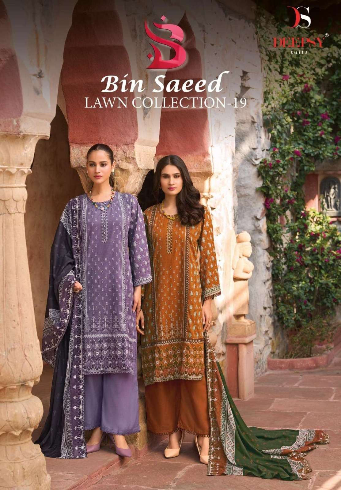 DEEPSY SUITS BIN SAEED LAWN COLLECTION VOL 19 COTTON WITH EM...