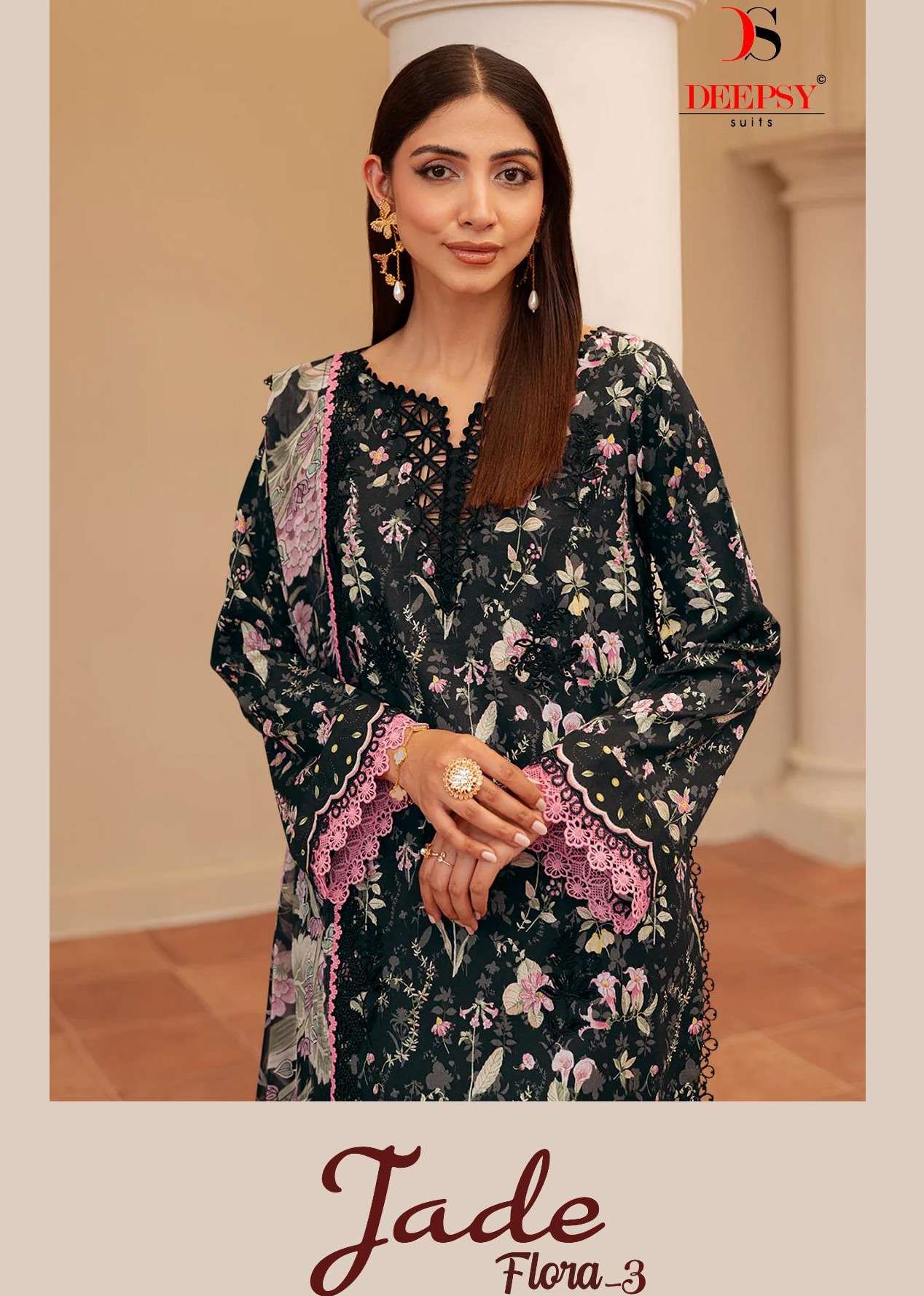 DEEPSY SUITS JADE FLORA VOL 3 PURE COTTON DRESS UNSTITCH SET...