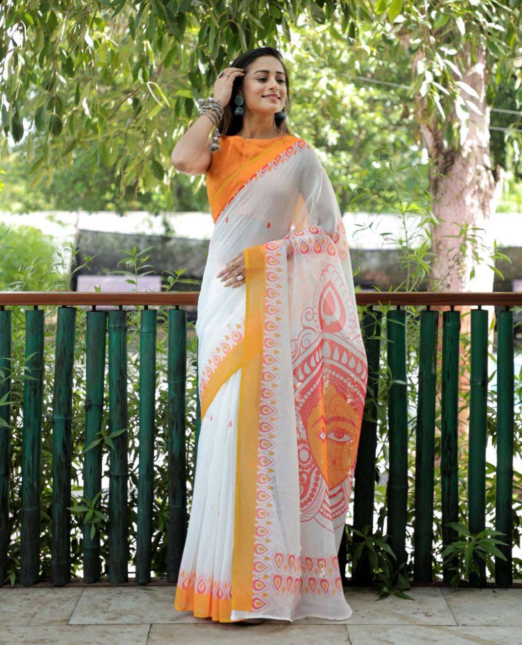 Devika Plain Linen Fabric Work with muti coloring and beauti...
