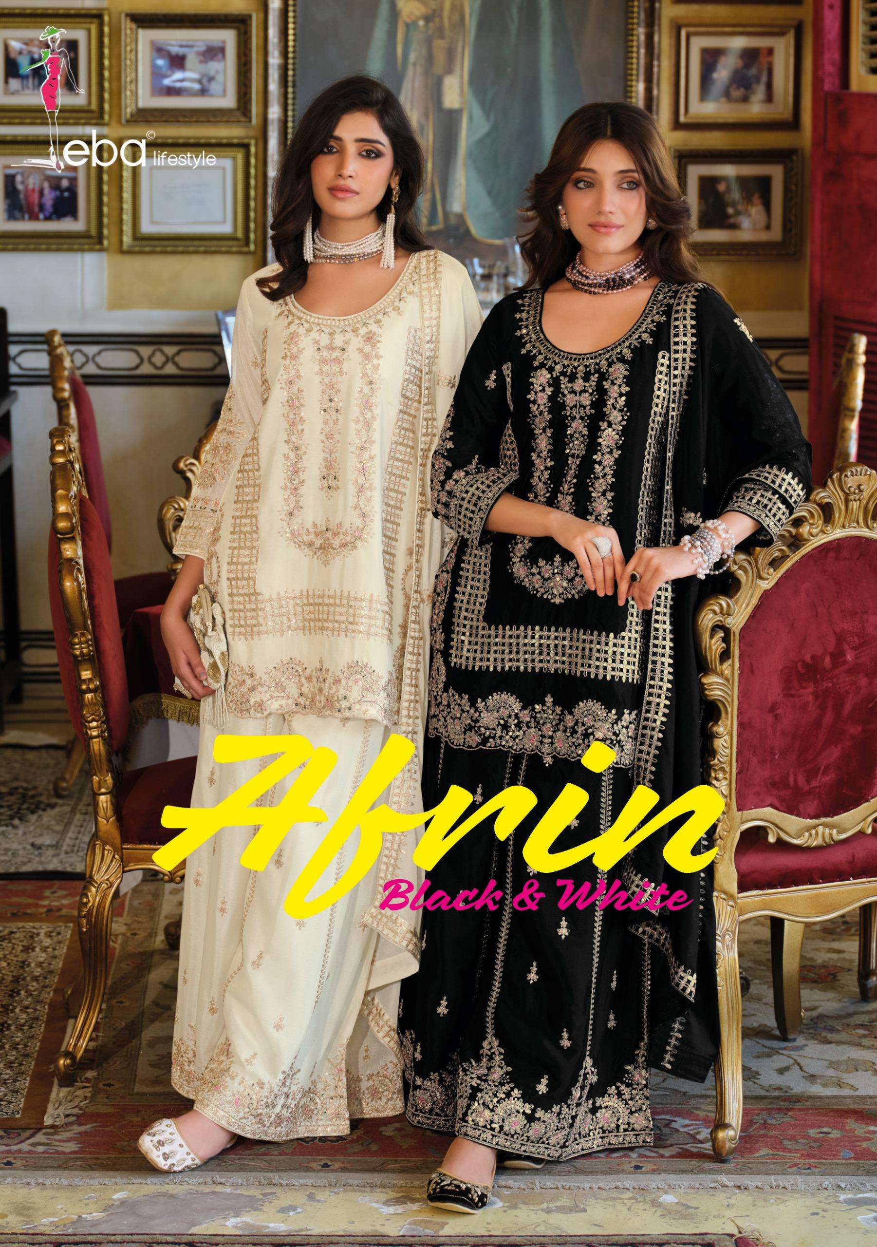 EBA LIFESTYLE AFRIN NX CHINON WITH EMBROIDERY WORK BLACK AND...